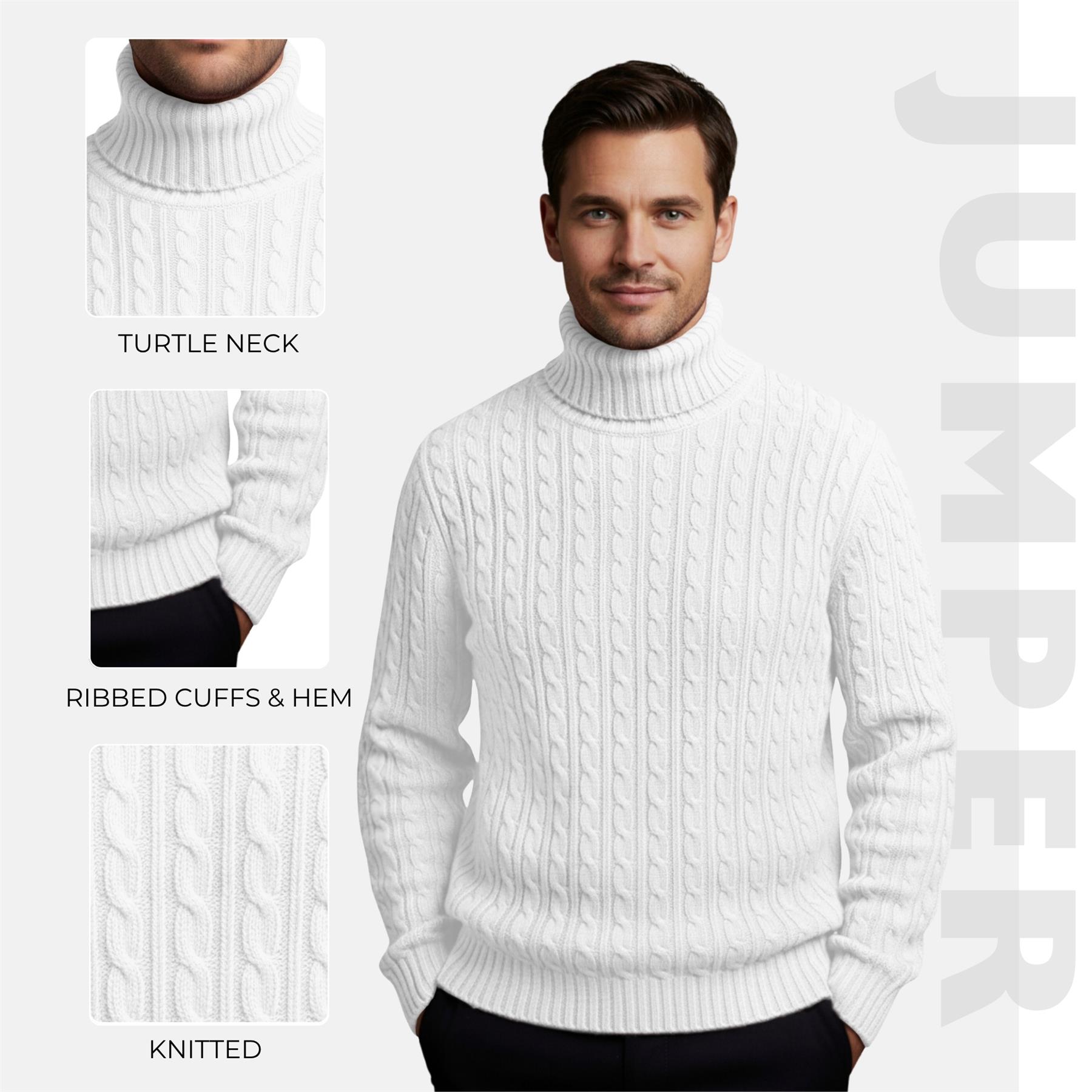 Herren Polo Rollkragen Langarm Pullover Zopfmuster Winterpullover Pulli - Bild 124 von 154