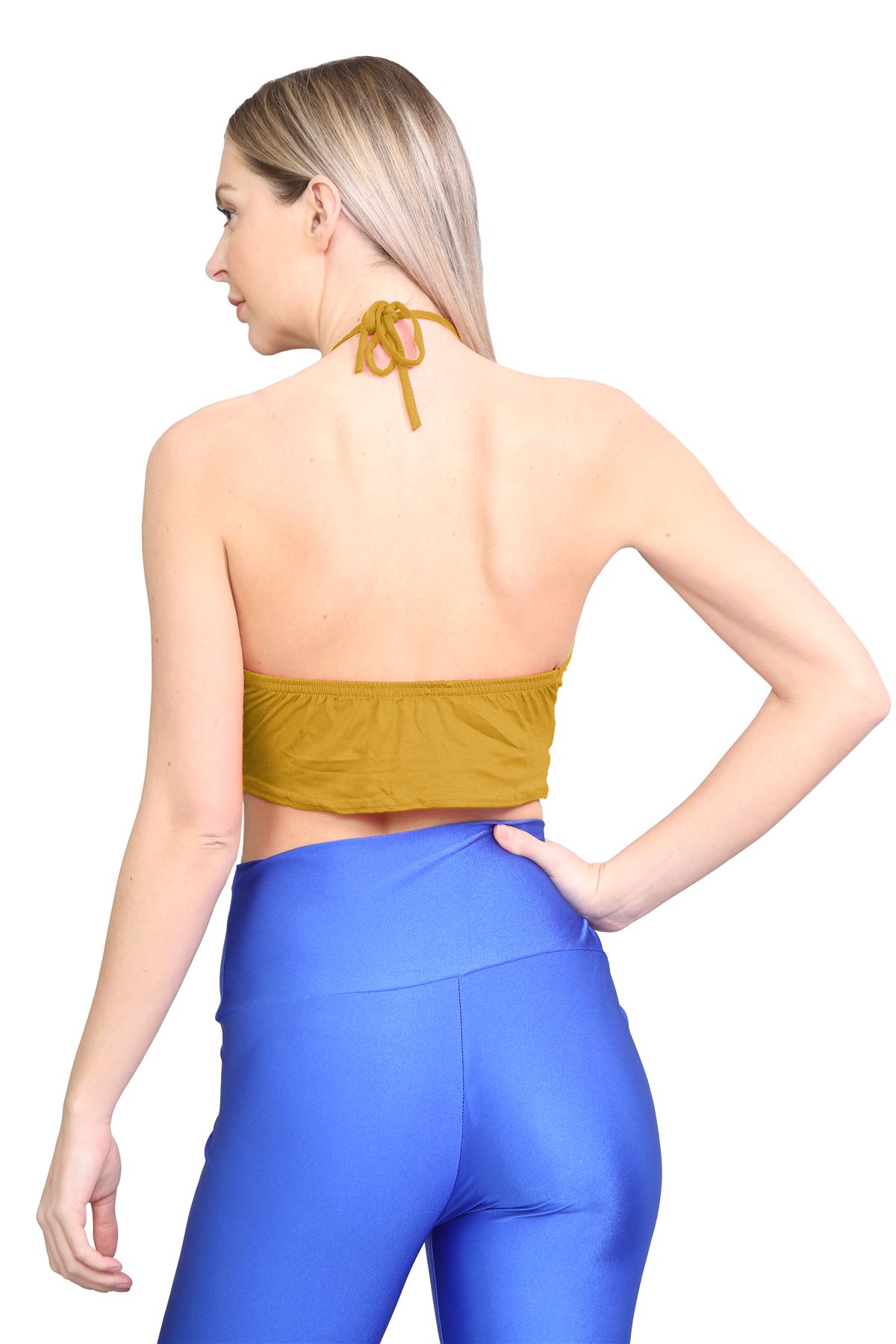 Halter Neck Crop Top Womens Vest Top Plain Tie Knot Top Basic Sleeveless T-Shirt - Picture 37 of 170