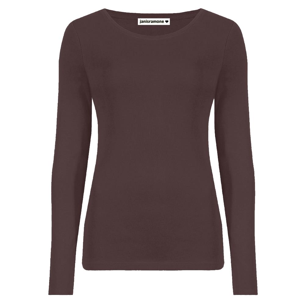 Camiseta para mujer cuello redondo manga larga elástica básica lisa informal - Imagen 5 de 34