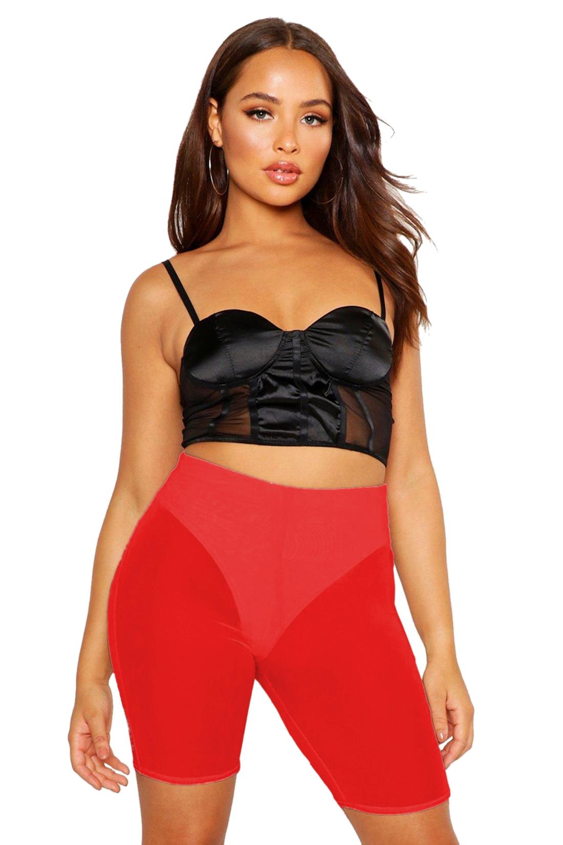 Damen Netz durchsichtig kurze Hose uni Sommer Aktiv Sport Radsport Shorts - Bild 17 von 24