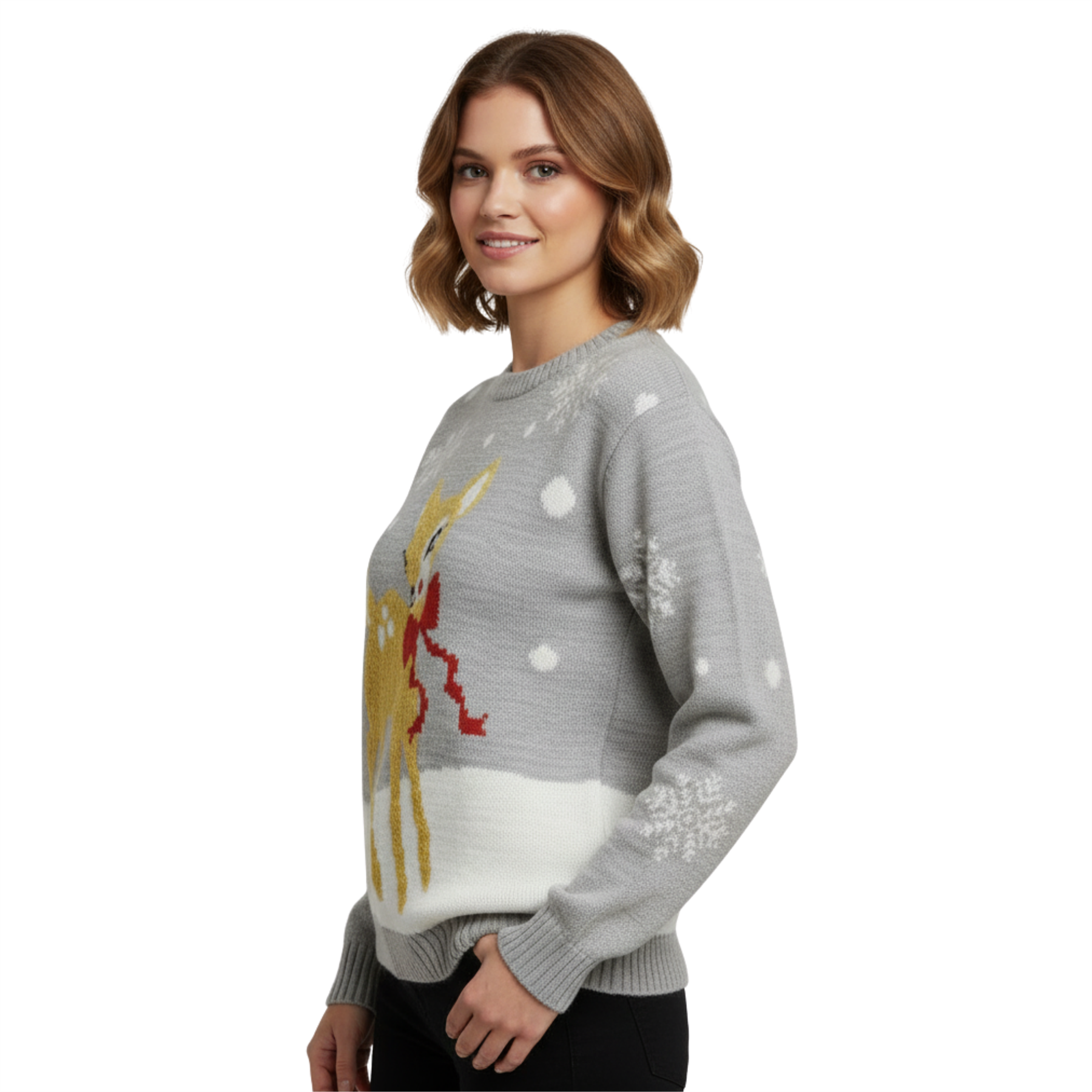 Christmas Reindeer Jumper Womens Knitted Funny Xmas Sweater Unisex Retro Jumpers - Picture 10 of 118