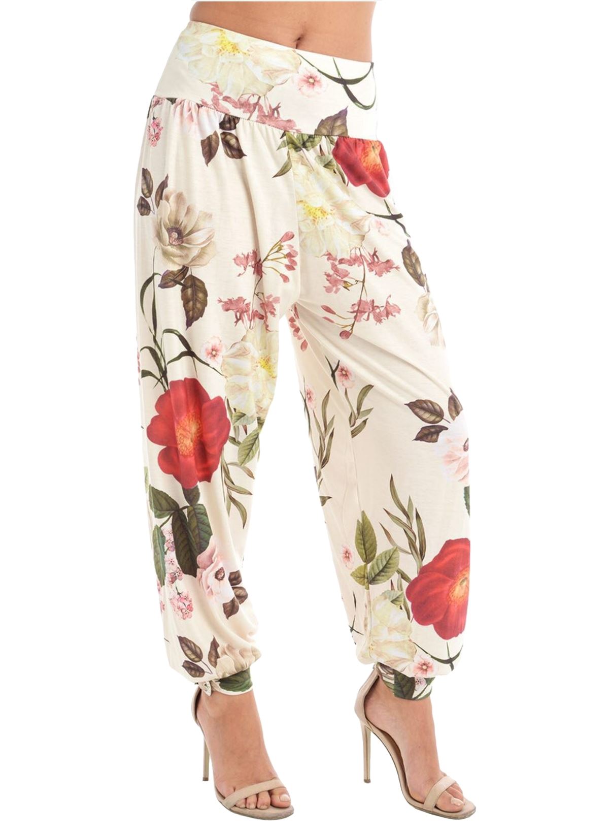 Womens Floral Printed Alibaba Trousers Ladies Harem Cuffed Bottoms Hareem Pants - Picture 3 of 5