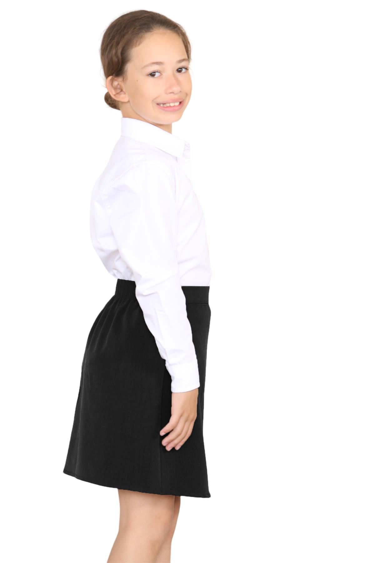 Girls Lycra School Skirt Heart Attachment Front Pocket Elasticated Back Uniform - Picture 3 of 29