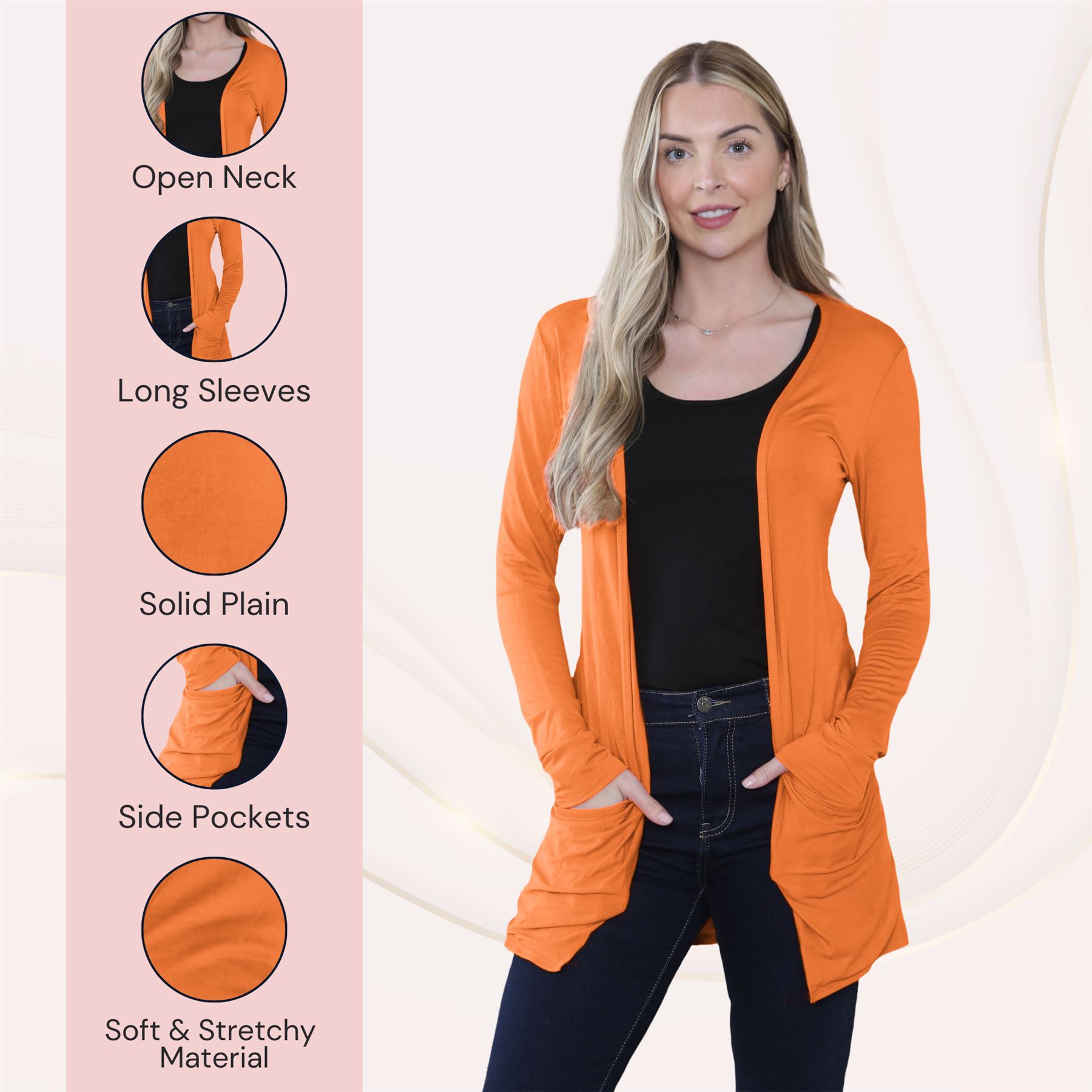 Boyfriend Cardigan Damen schlicht langärmelig offener Tropfen Tasche Freizeit Achselzucken Oberteil - Bild 96 von 148