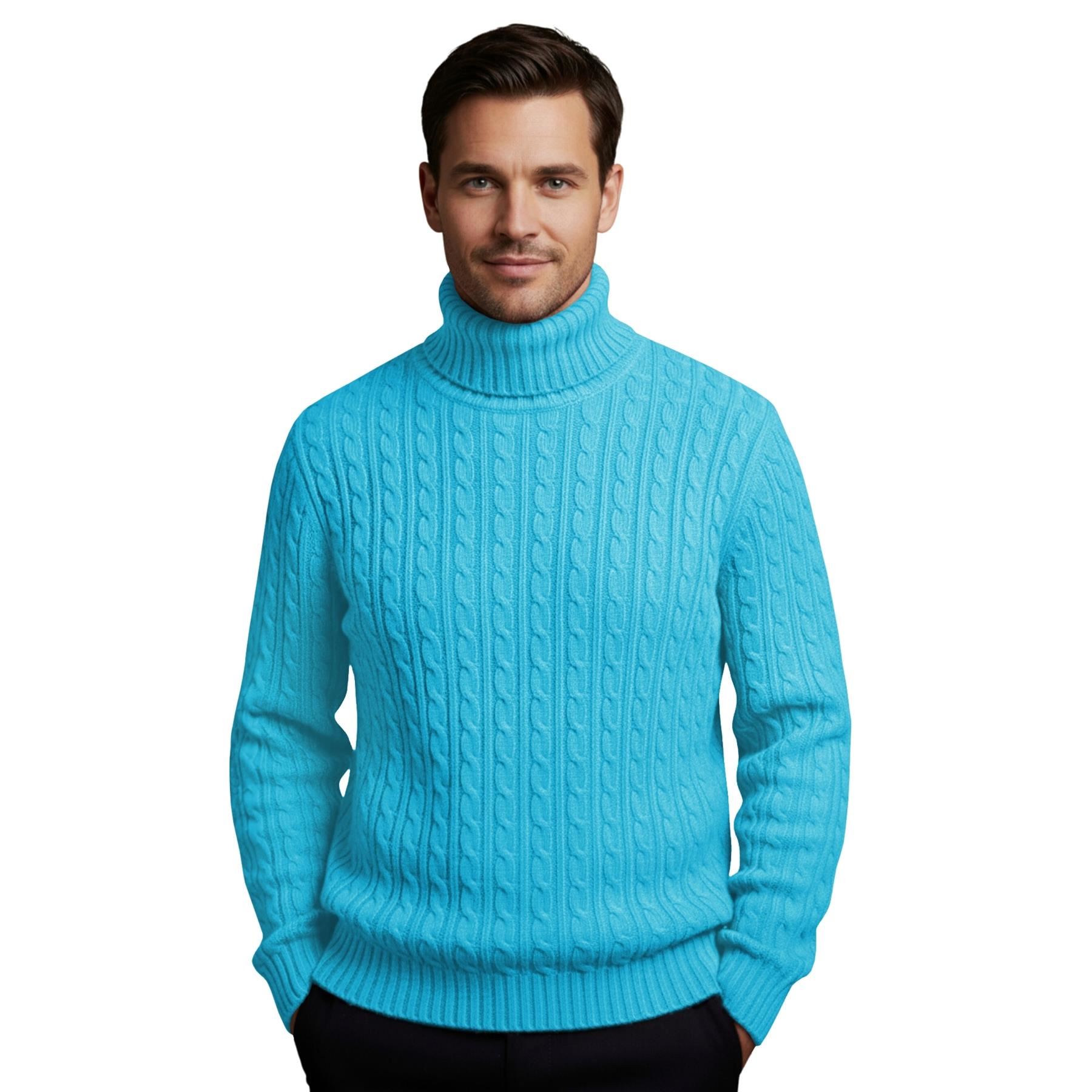 Herren Polo Rollkragen Langarm Pullover Zopfmuster Winterpullover Pulli - Bild 134 von 154