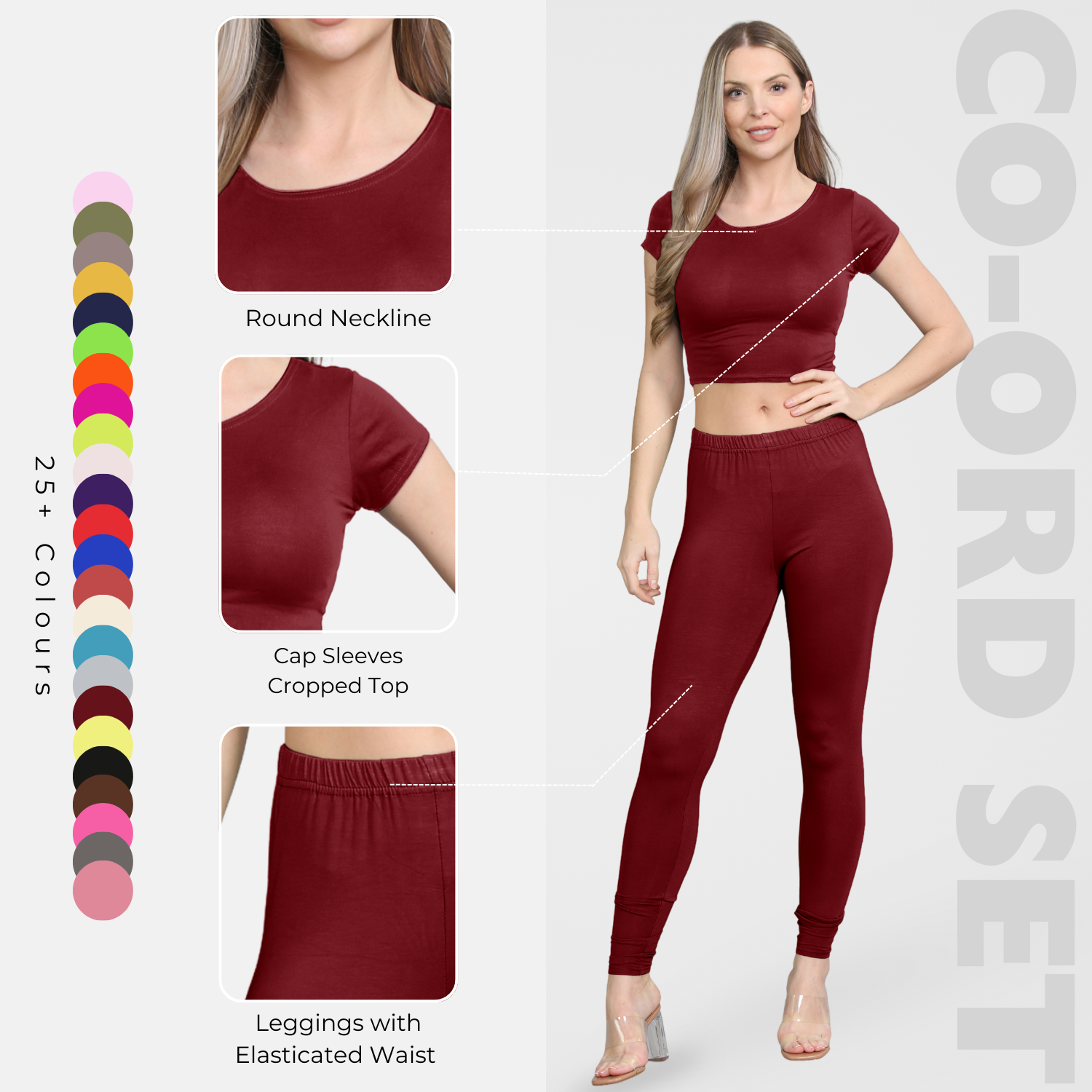 Damen Trainingsanzug Kurzarm Crop Top Sport Legging Workout Aktiv Lounge Set - Bild 132 von 148