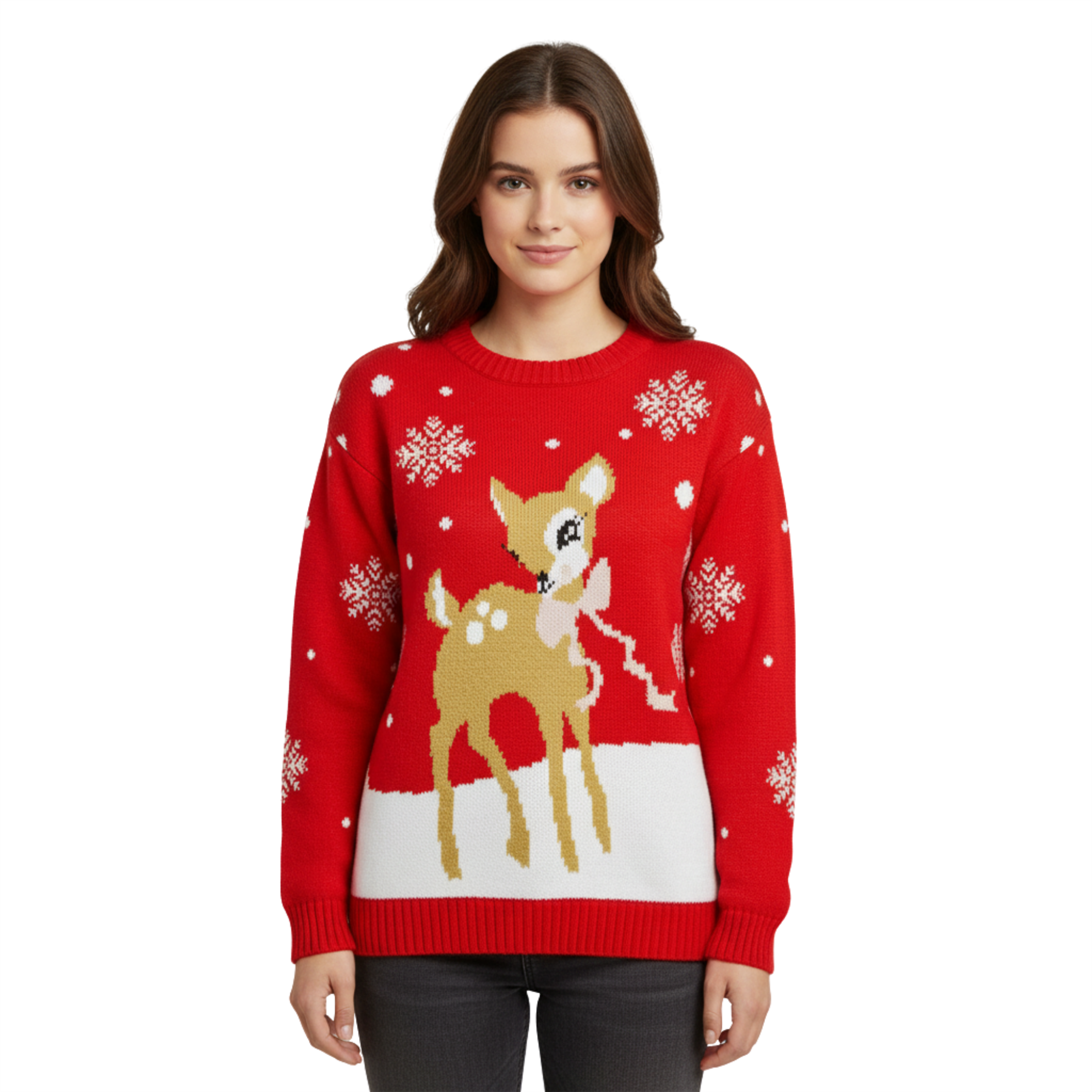 Christmas Reindeer Jumper Womens Knitted Funny Xmas Sweater Unisex Retro Jumpers - Picture 16 of 118