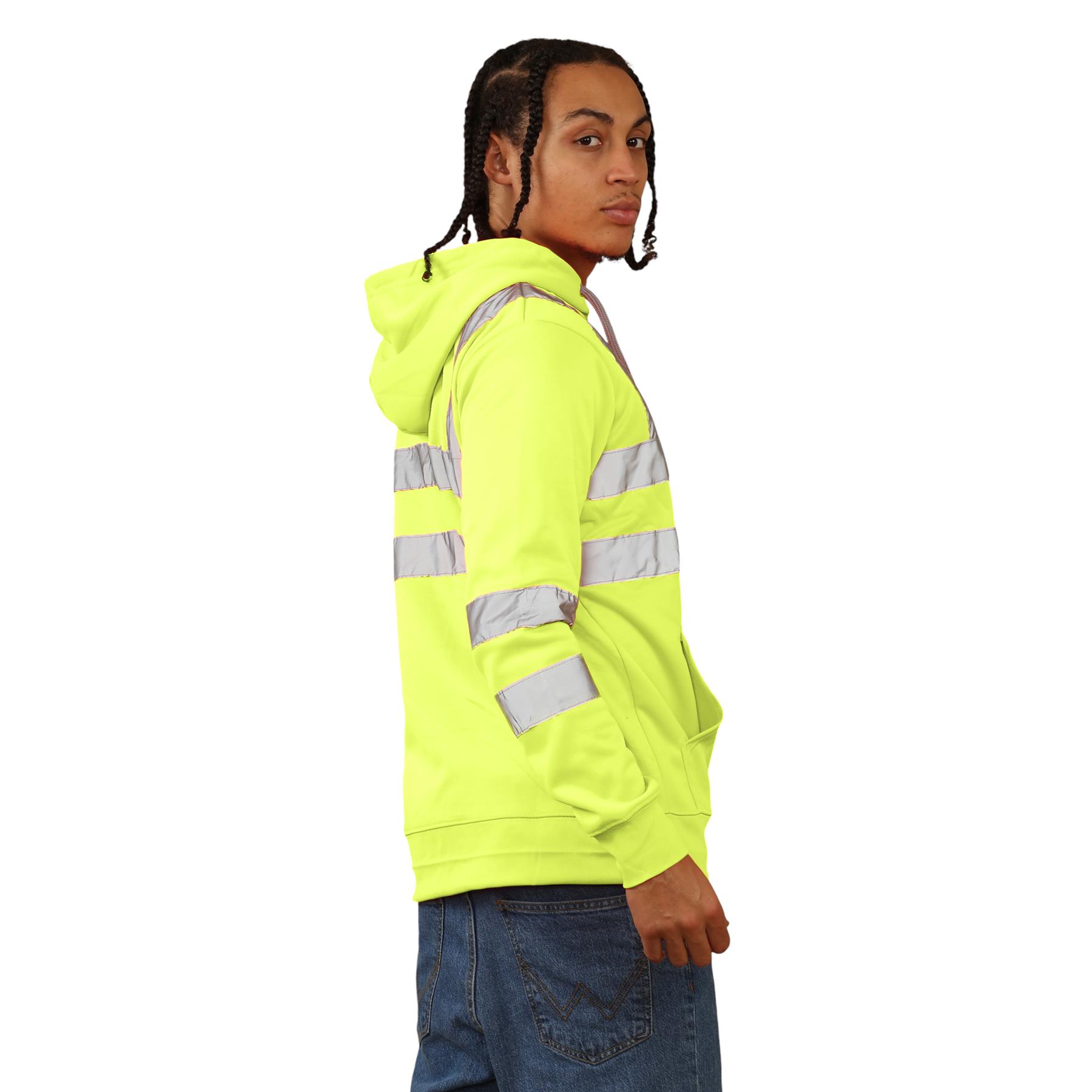 Nuevo Para Hombres Alta Visibilidad Sudadera con Capucha Visibilidad Cremallera Polar Trabajo Sudadera con Capucha Chaqueta - Imagen 17 de 21