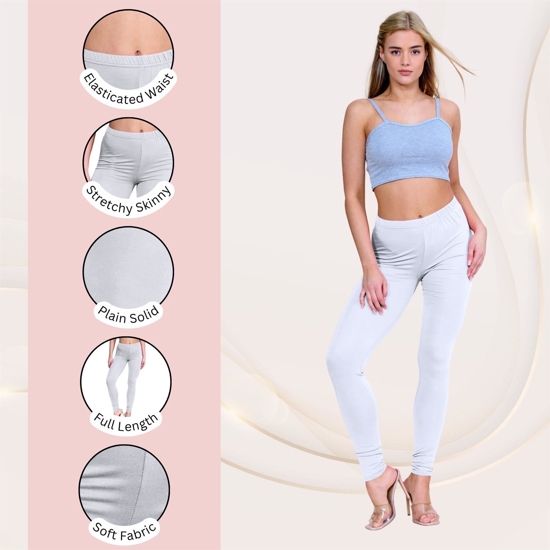 Mujer Microfibra Leggings Calce Ajustado Liso Elástico Cintura Gimnasio Yoga Pantalones - Imagen 92 de 94