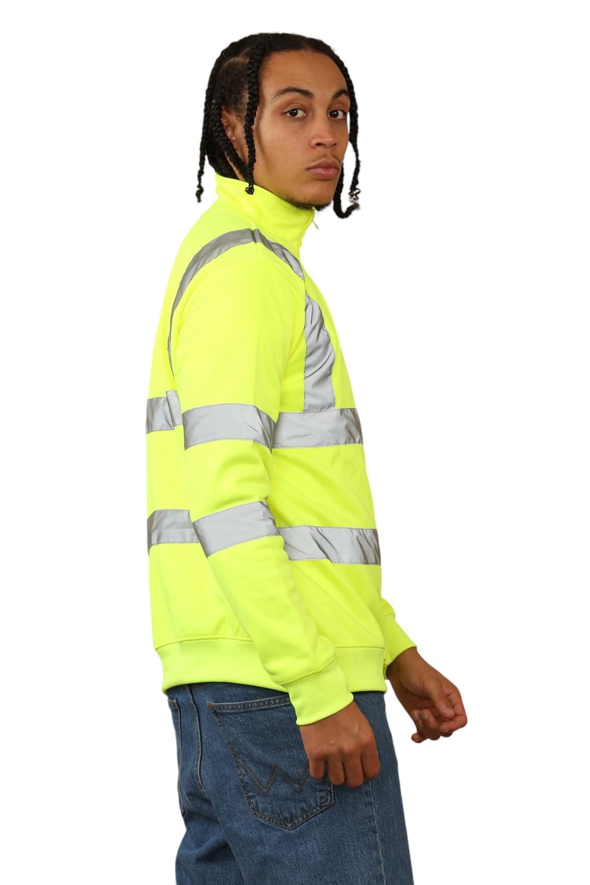Sudadera de alta visibilidad para hombre con cremallera de cuarto de alta visibilidad reflectante seguridad trabajo jersey - Imagen 11 de 15