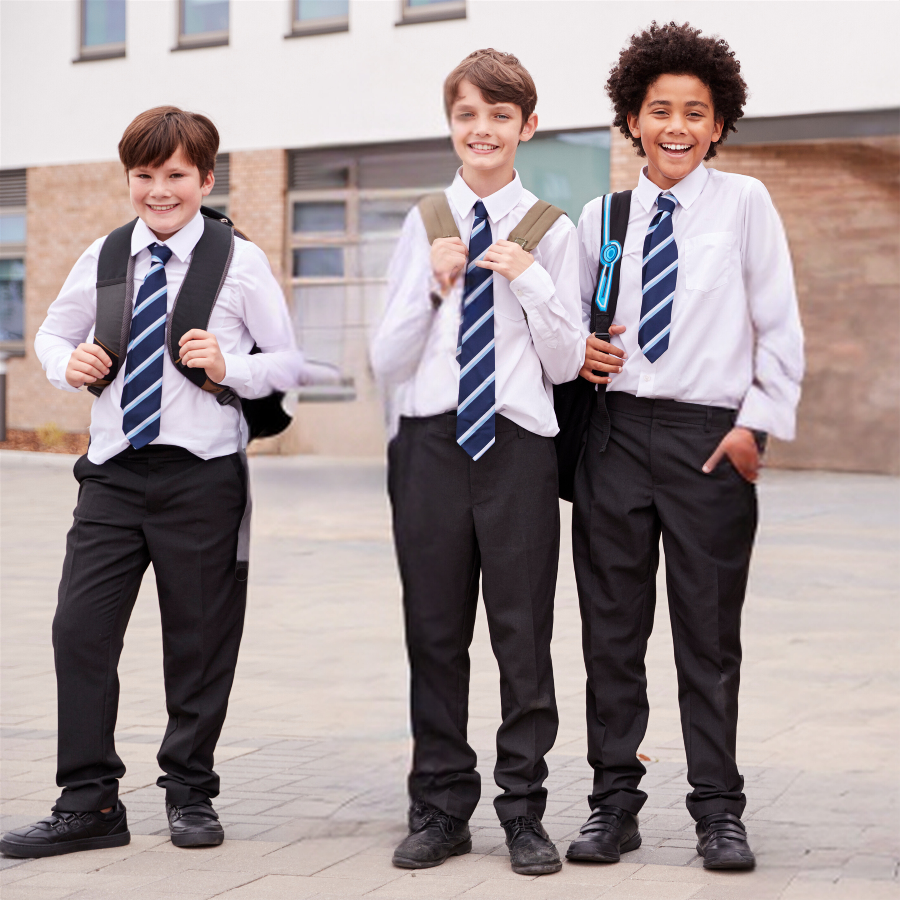 Boys Kids Uniform Pant Half Elastic Waist Back Pull Up School Trousers Pack Of 2 - Picture 14 of 15