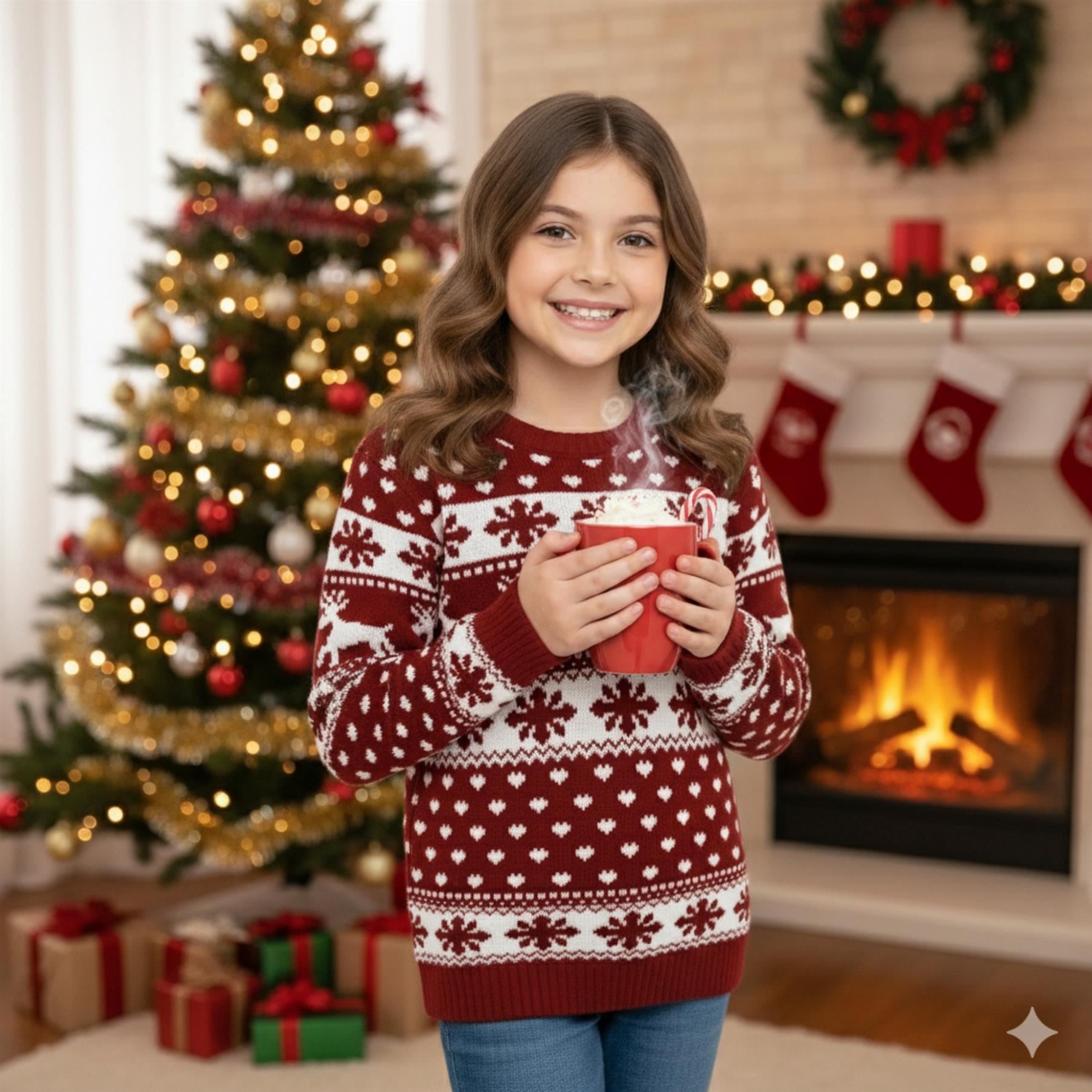 Kids Christmas Jumper Girls Boy Reindeer Sweater Children Novelty Xmas Sweater - Picture 75 of 97