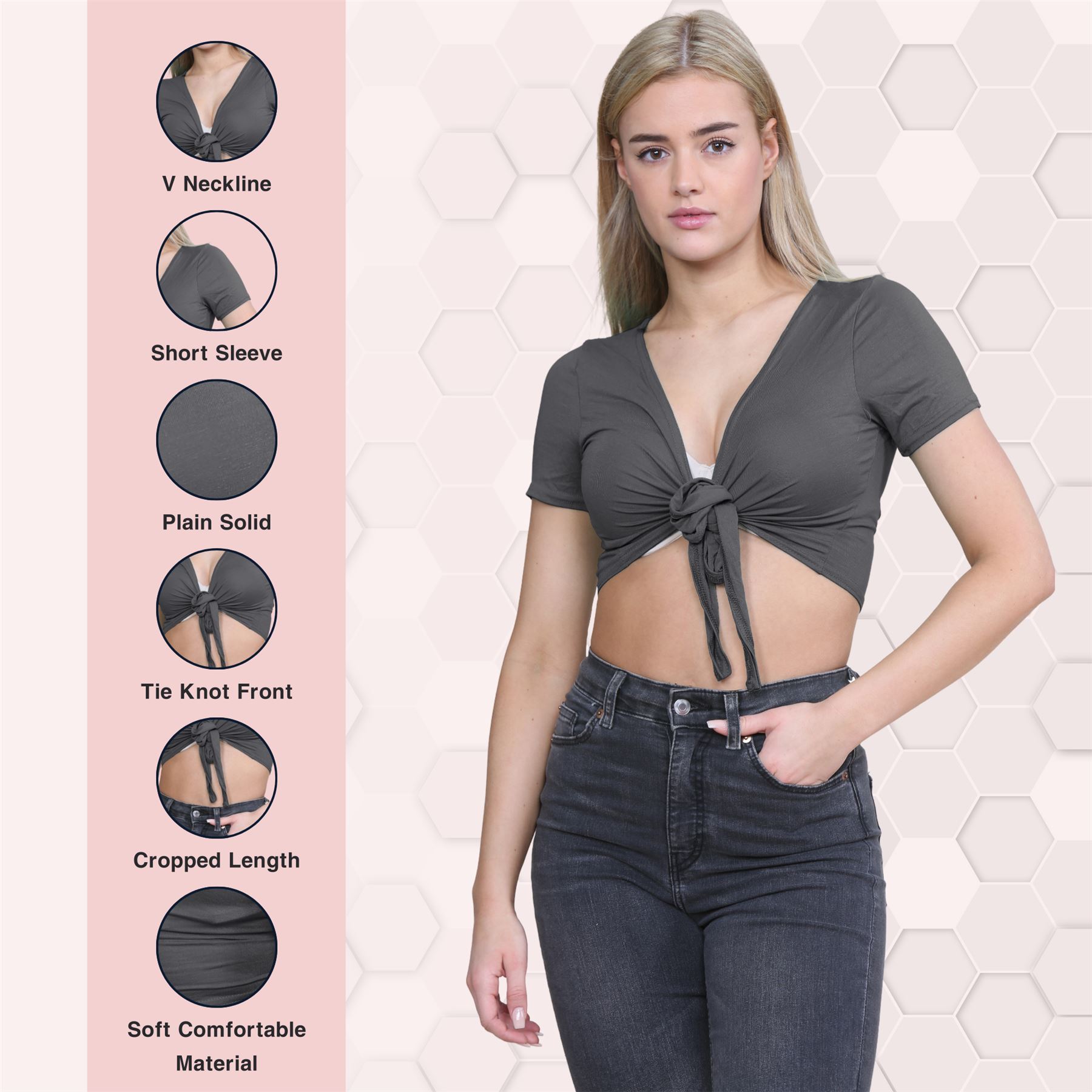 Damen-Cardigan Kurzarm vorne zum Binden einfach Bolero Achselzucken lässig bauchfrei Oberteil - Bild 29 von 133