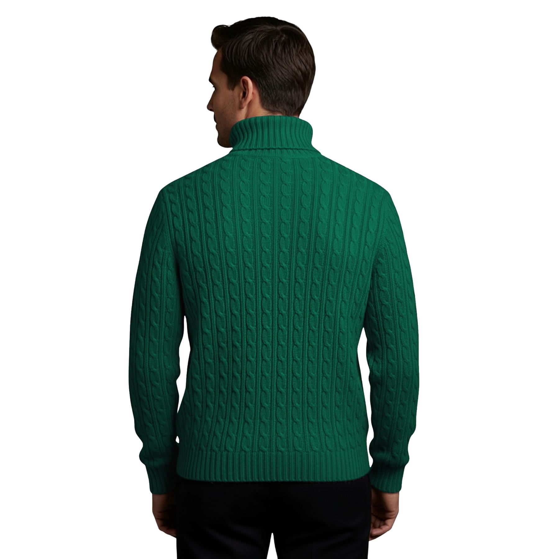 Herren Polo Rollkragen Langarm Pullover Zopfmuster Winterpullover Pulli - Bild 25 von 154