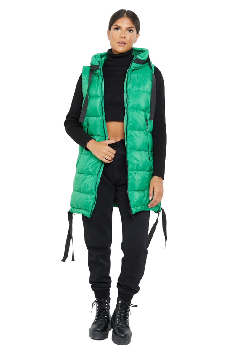 Damas Chaqueta larga acolchada con capucha chaleco acolchada calentador de cuerpo con cremallera - Imagen 17 de 42