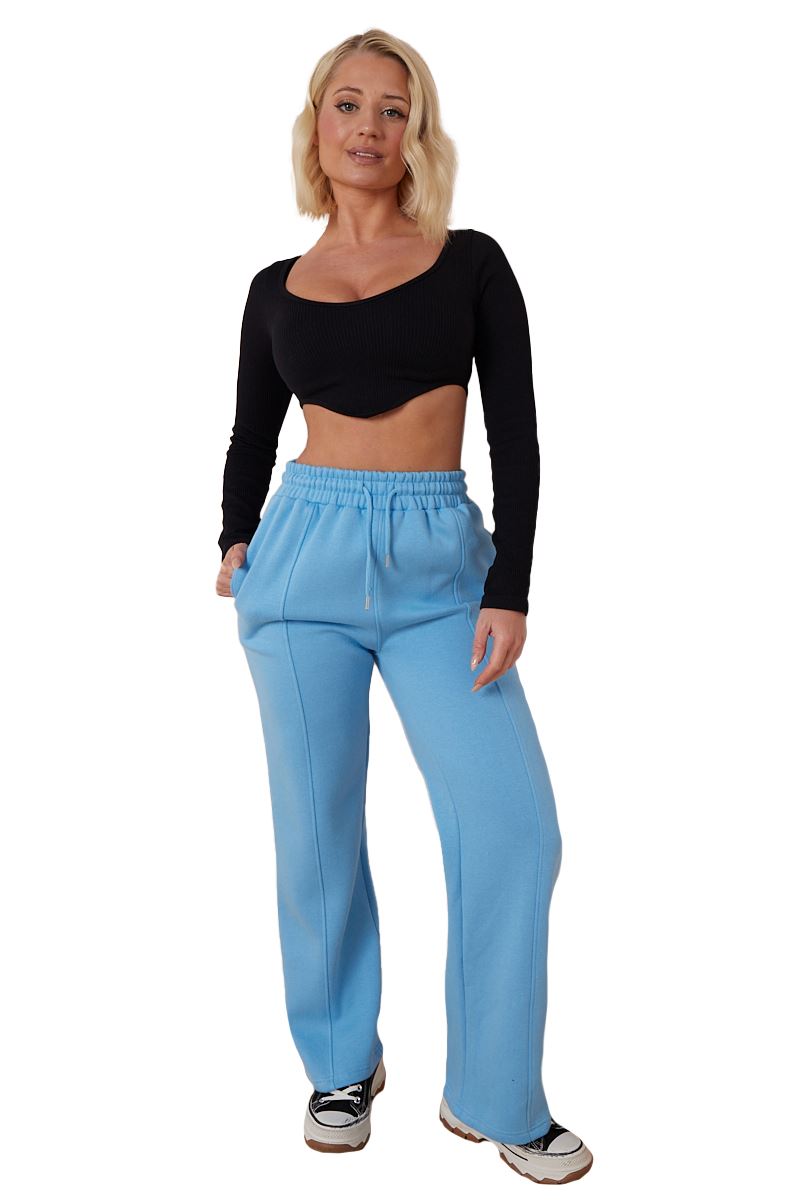 Ladies Fleece Lined Trousers Sweatpants Elastic Waist Wide Leg Loungewear Pants - Picture 32 of 43