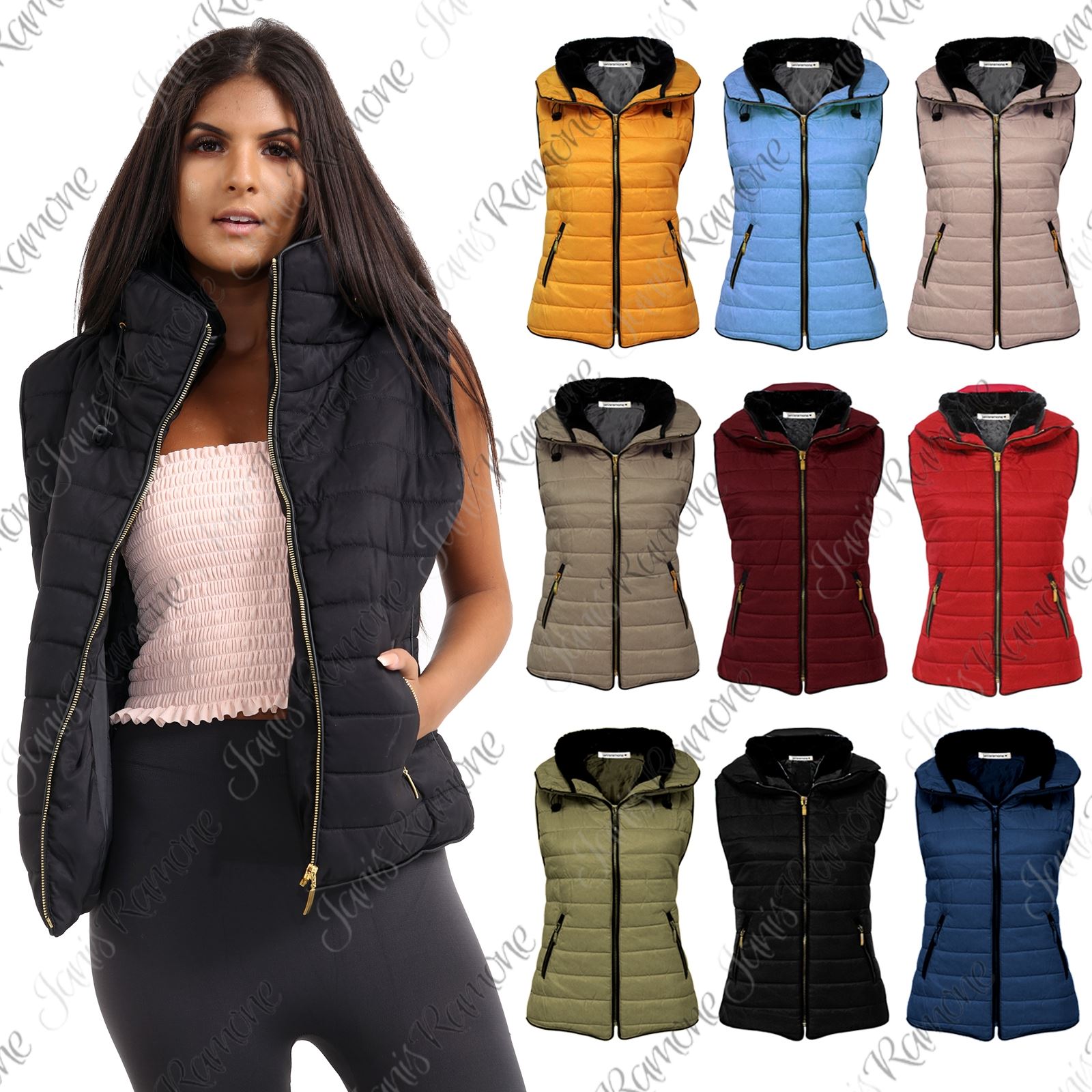 New Womens Sleeveless Gilet Quilted Padded Body Warmer Zip Up Puffer