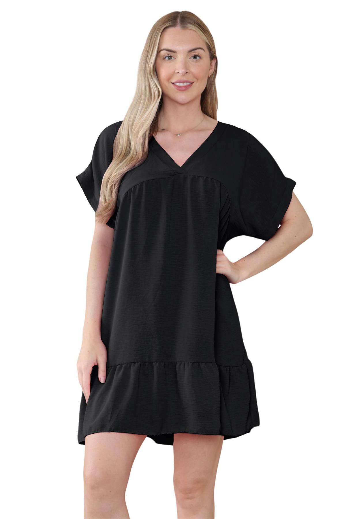 Mini top plisado liso italiano con cuello en V para mujer playa columpio - Imagen 2 de 54