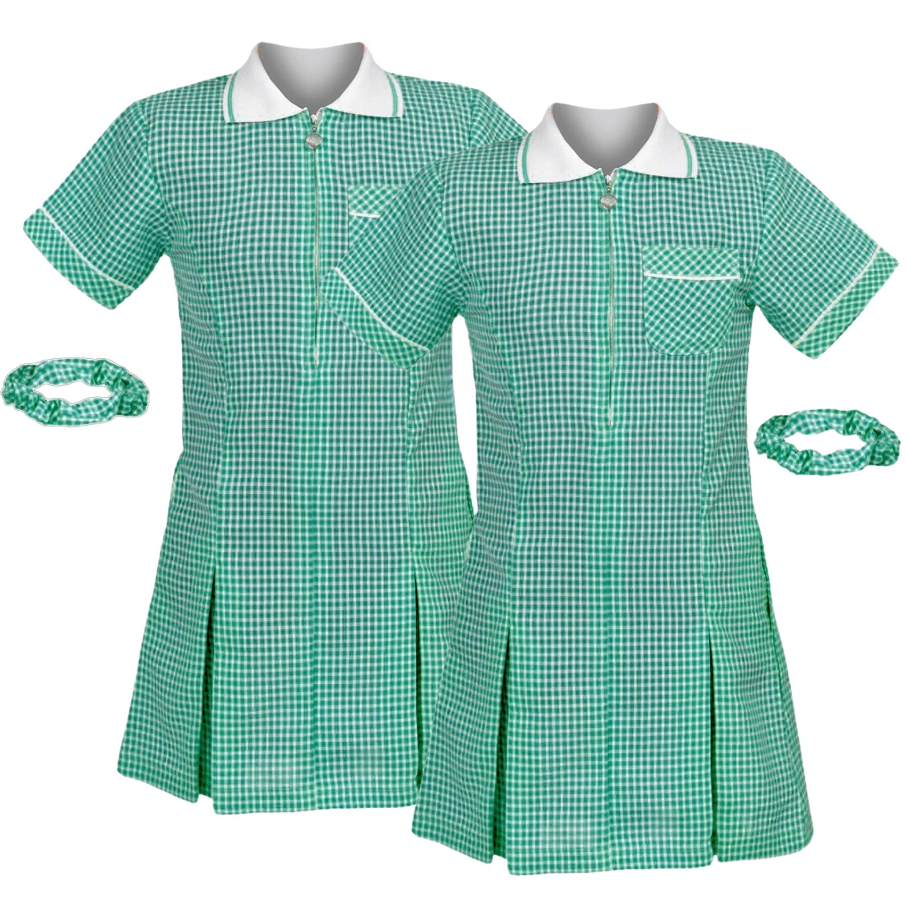Mädchen Gingham Schule Kurzarm Plissee Kleid Schuluniform Sommer 2er Pack - Bild 2 von 49