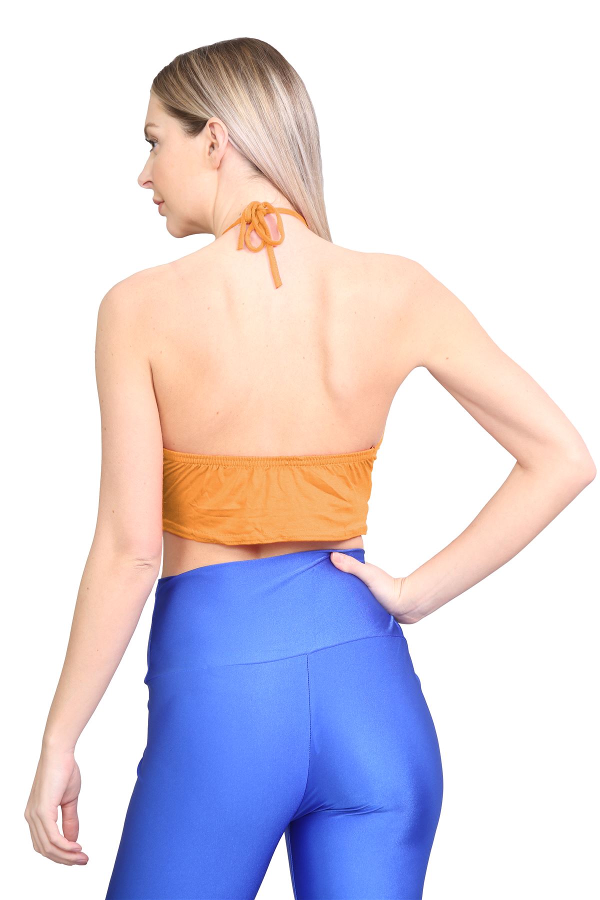 Halter Neck Crop Top Womens Vest Top Plain Tie Knot Top Basic Sleeveless T-Shirt - Picture 115 of 170