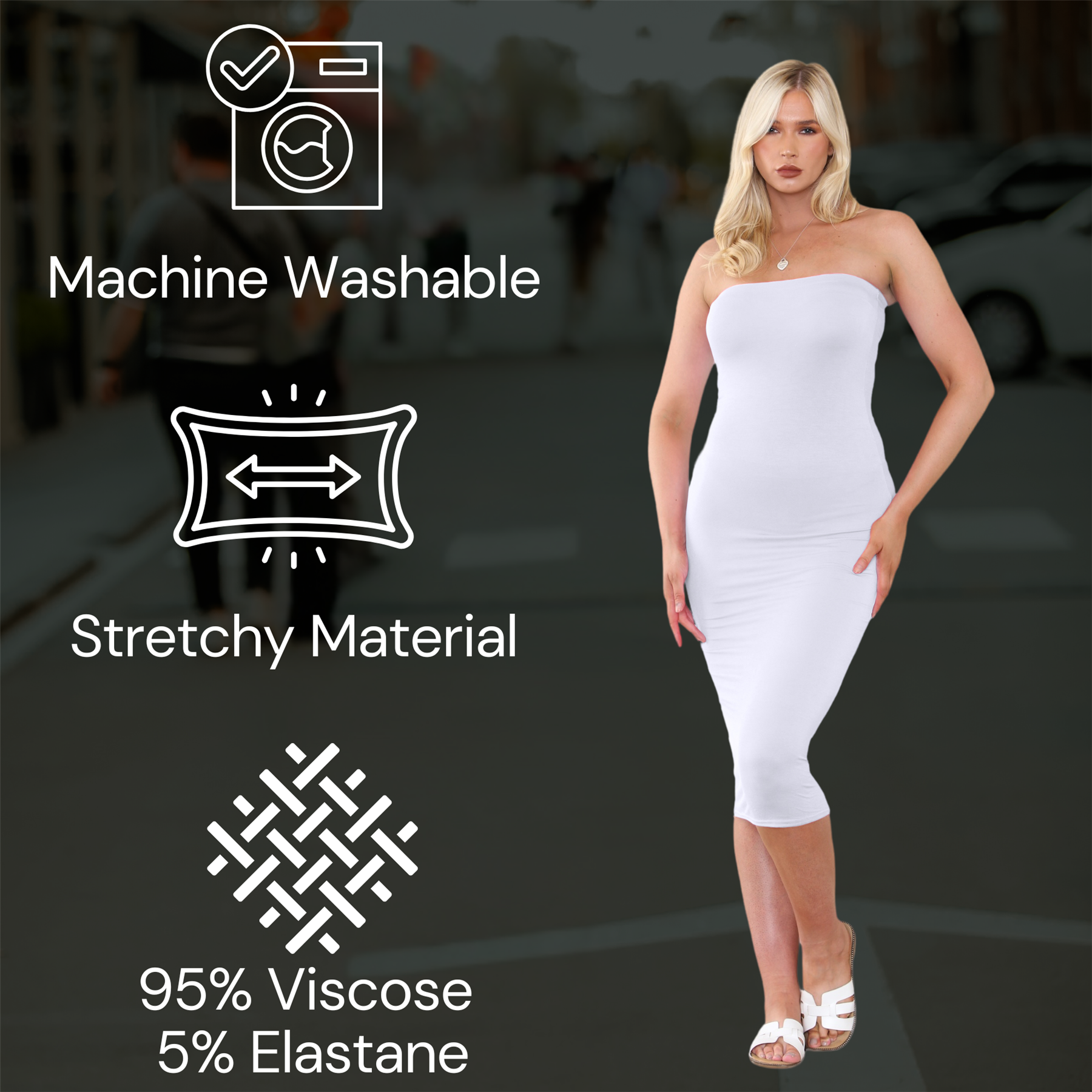 Damas Boobtube Midi Vestido Liso Elástico Sin tirantes Bandeau Verano Bodycon Vestido - Imagen 116 de 126
