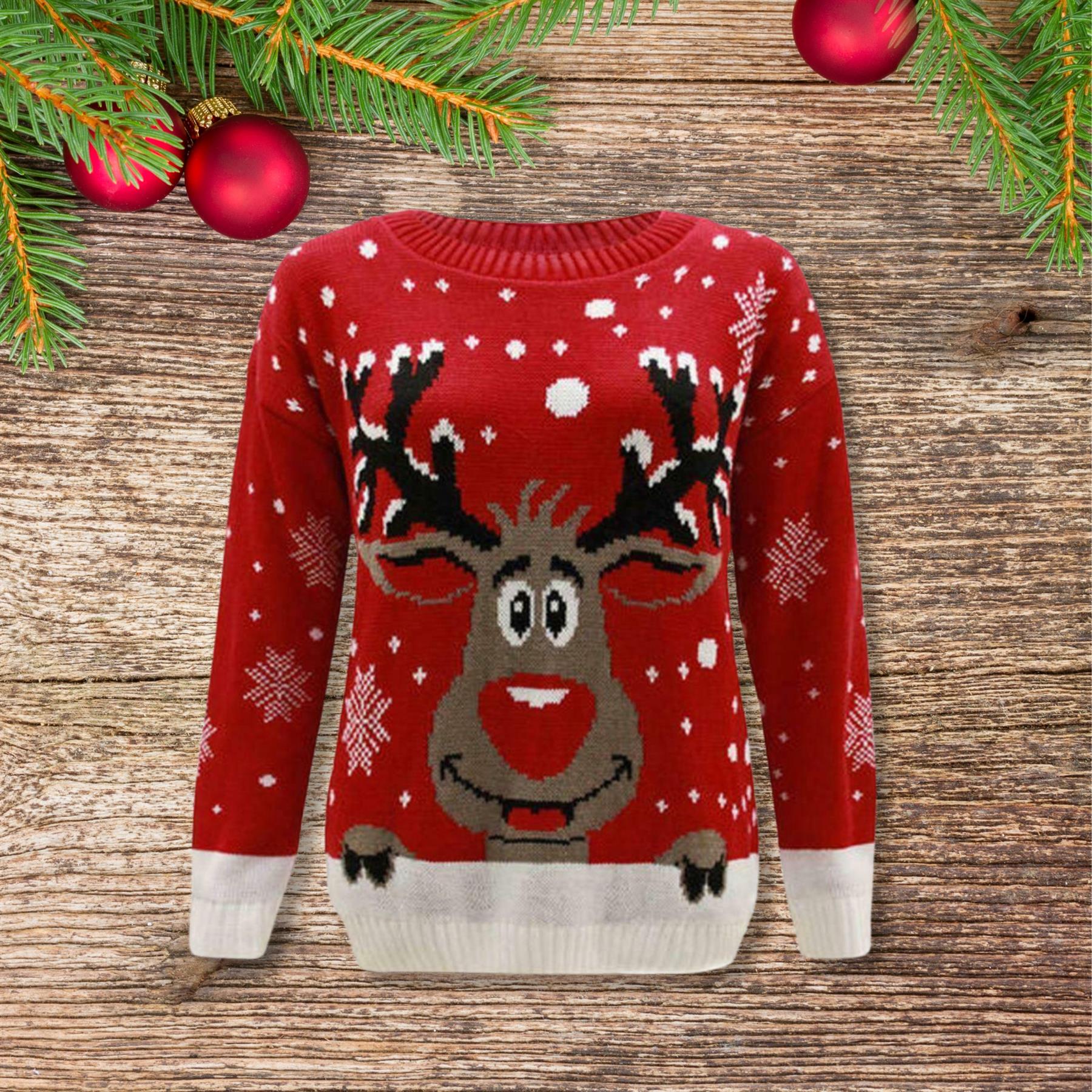 Niños Reno Navidad Jersey Niños Novedad Tejido Navidad Suéter Niñas Pullover - Imagen 11 de 12