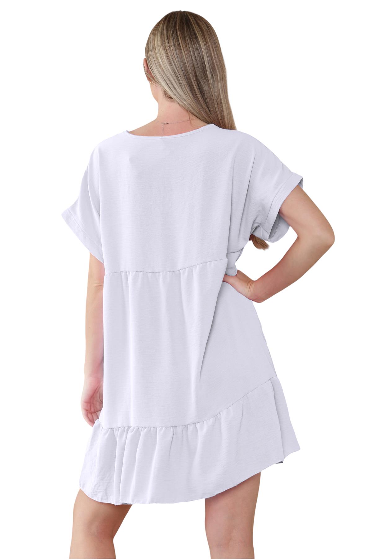 Mini top plisado liso italiano con cuello en V para mujer playa columpio - Imagen 52 de 54