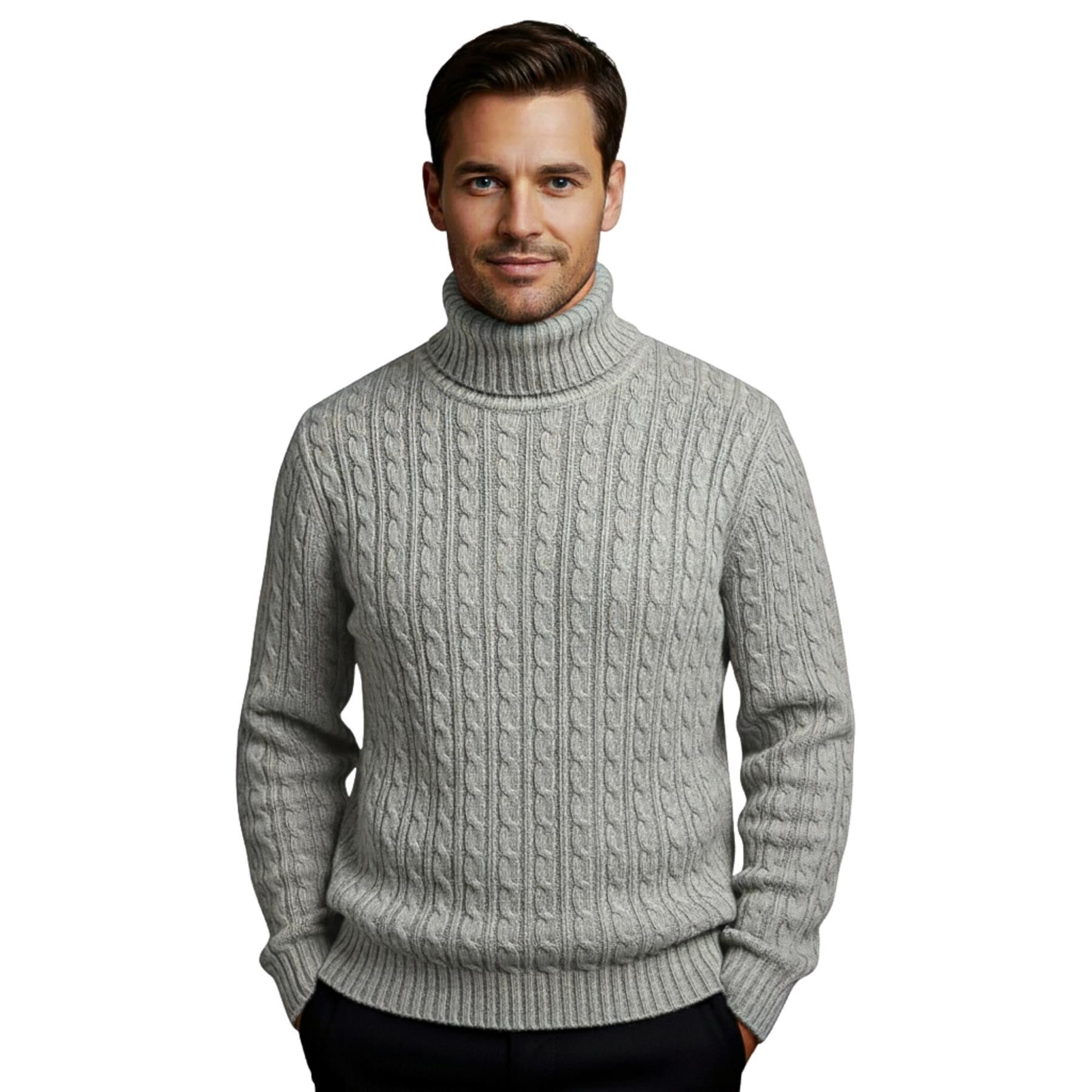 Herren Polo Rollkragen Langarm Pullover Zopfmuster Winterpullover Pulli - Bild 148 von 154