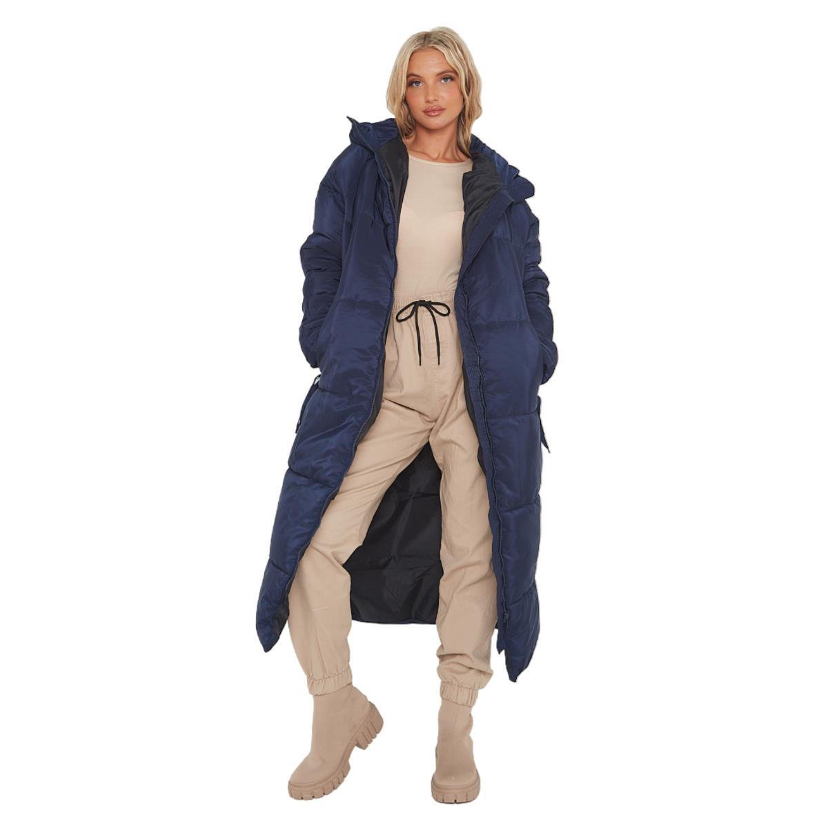 Long Winter Jacket Women Womens Faux Fur Hooded Longline Light