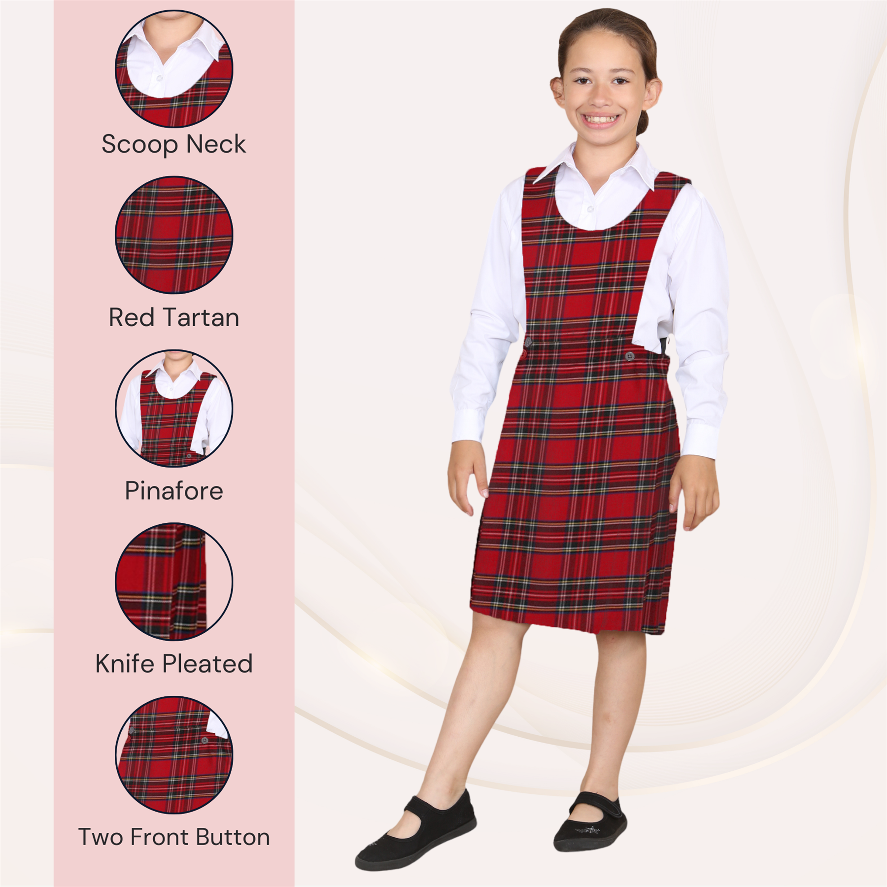 Girls Pleated Bib Pinafore Wrap Over Sleeveless Kids School Uniform Dress 2-16Yr - Picture 67 of 80