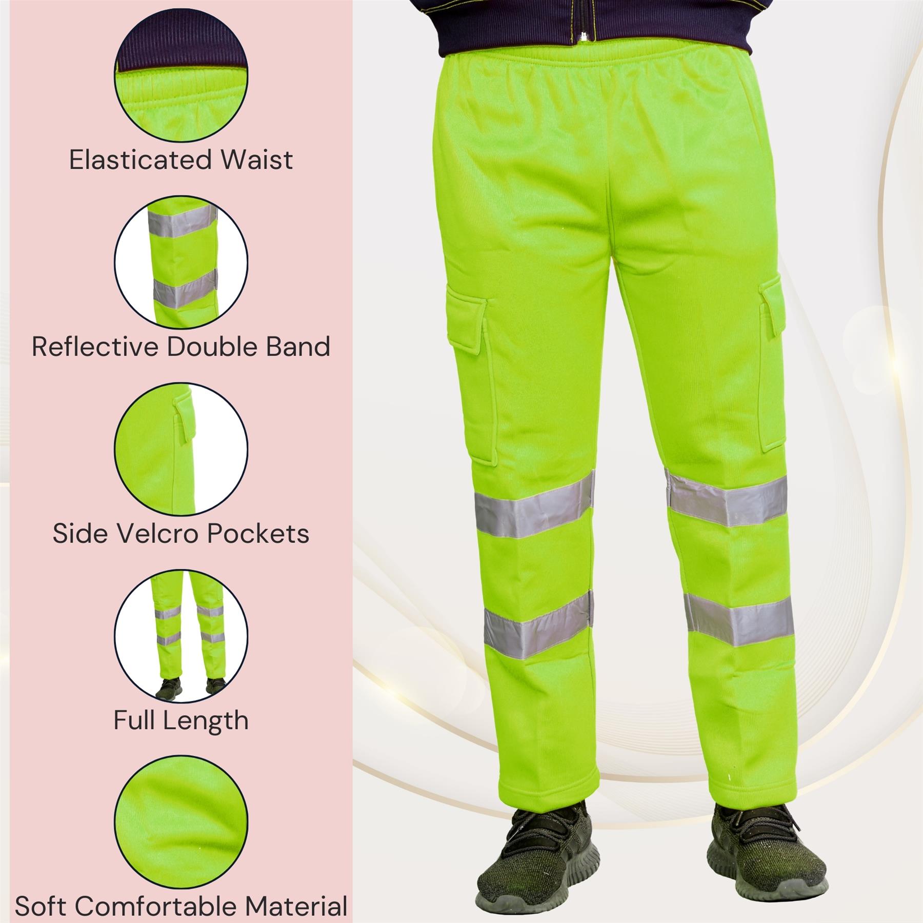 Para hombres Hi Vis Vis Visibilidad Viz Seguridad Parte inferior de lana Ropa de trabajo Pantalones para correr - Imagen 15 de 26