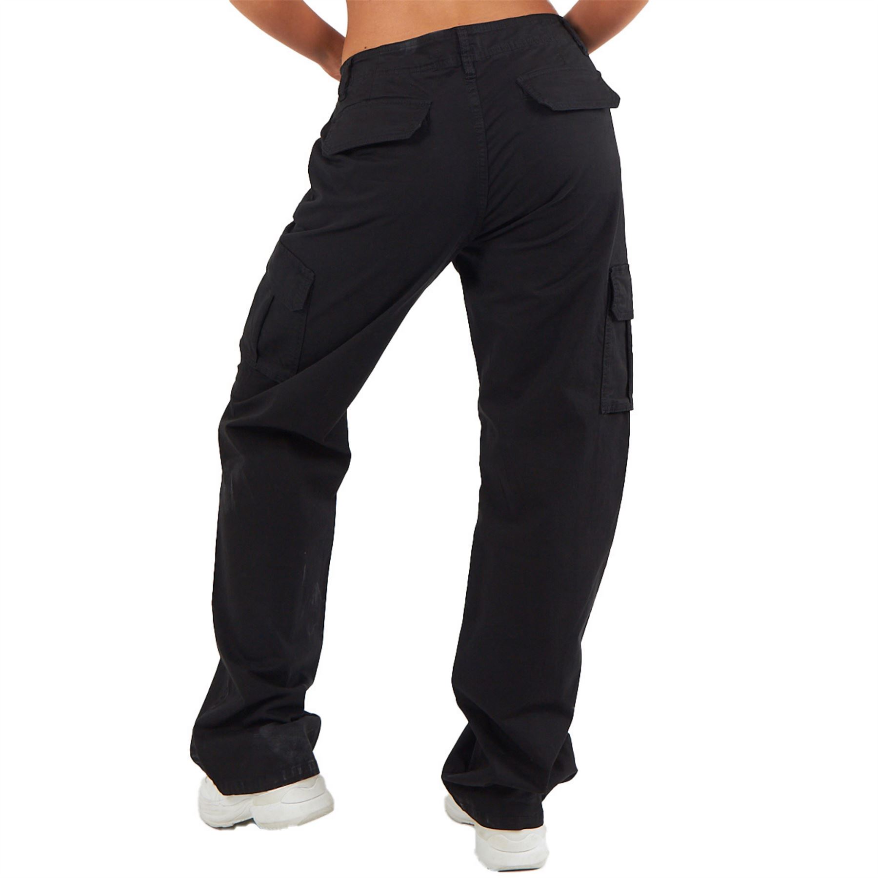 Pantalones de carga de algodón para mujer bolsillos de cintura baja calce suelto pierna ancha pantalones de combate - Imagen 5 de 26
