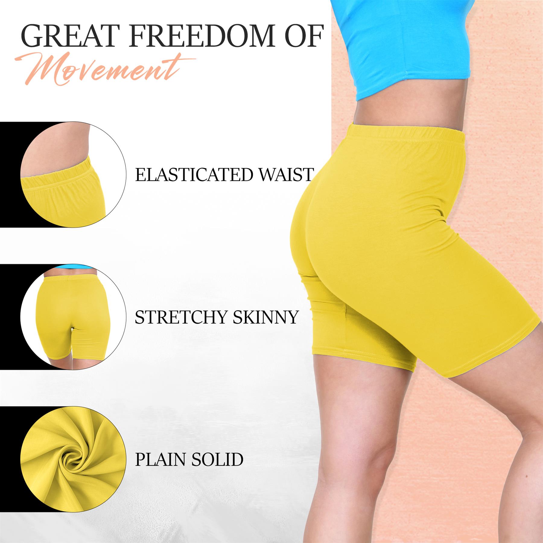Pantalones Cortos de Ciclismo Lisos Para Mujer Baile Gimnasio Pantalones Cortos Elásticos Activos Paquete de 3 - Imagen 126 de 268