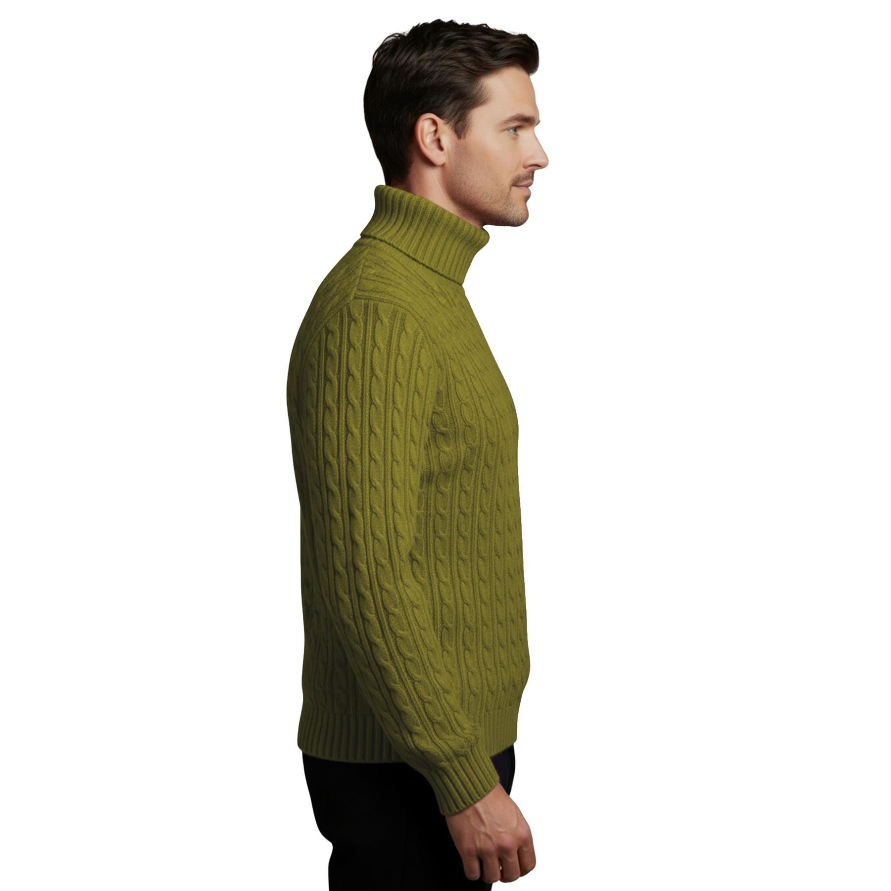 Herren Polo Rollkragen Langarm Pullover Zopfmuster Winterpullover Pulli - Bild 52 von 154