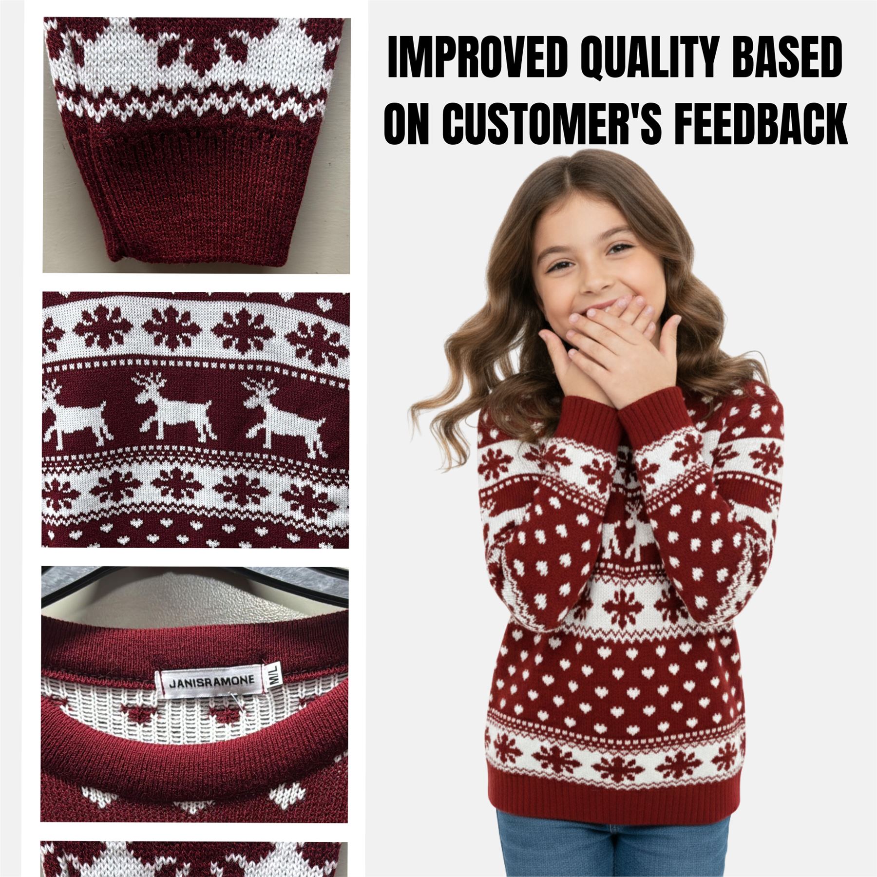 Kids Christmas Jumper Girls Boy Reindeer Sweater Children Novelty Xmas Sweater - Picture 72 of 97