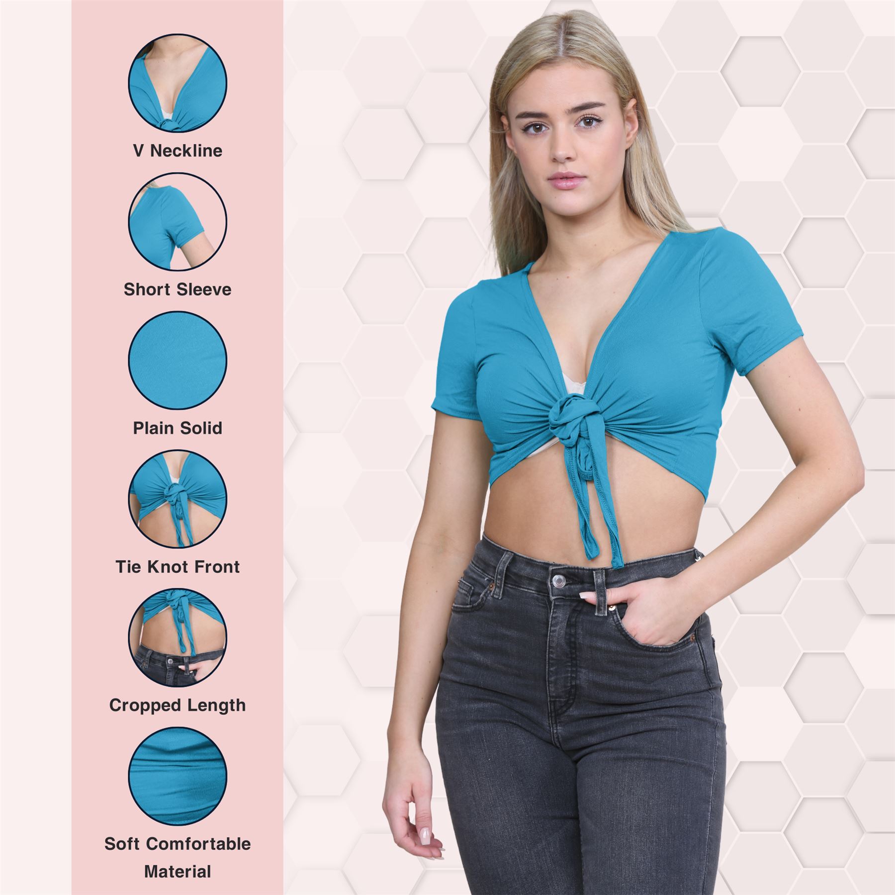 Damen-Cardigan Kurzarm vorne zum Binden einfach Bolero Achselzucken lässig bauchfrei Oberteil - Bild 107 von 133