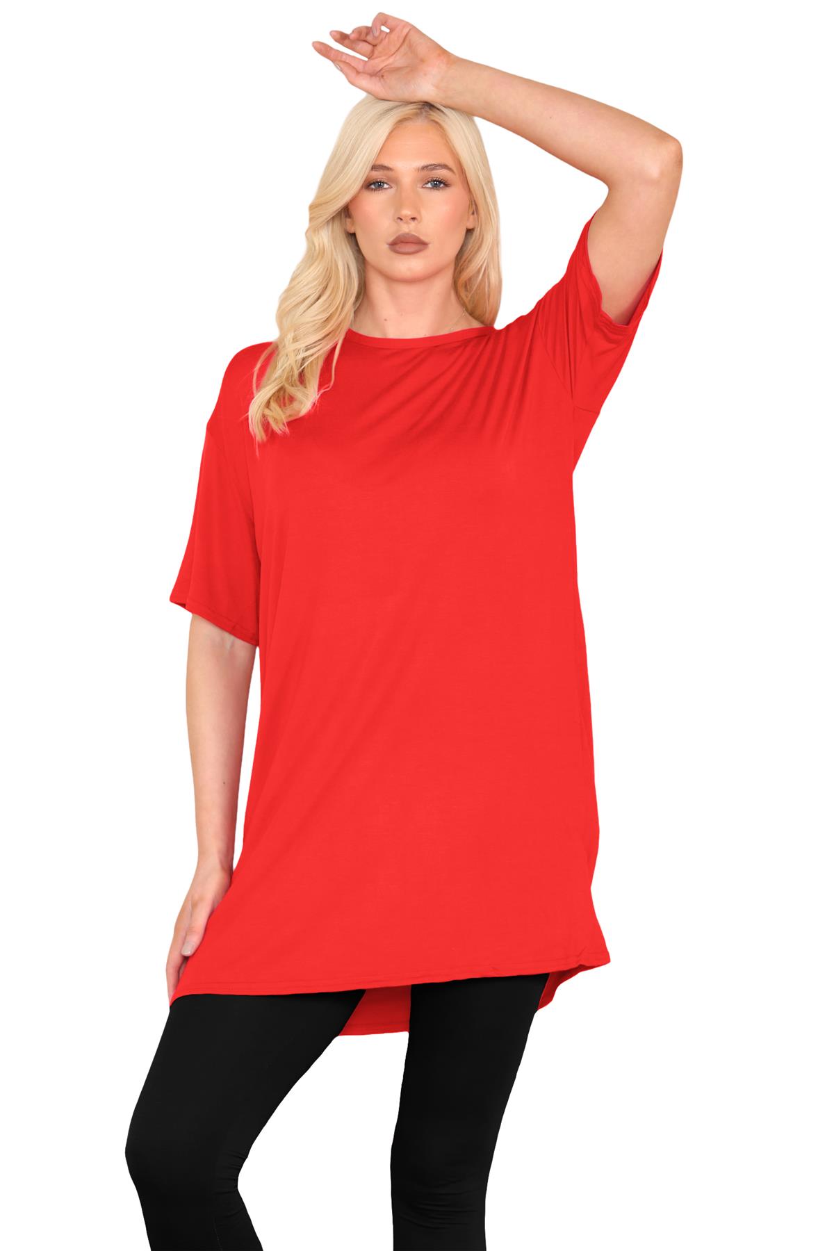 Ladies Oversized T-Shirt Dress Longline Top Plain Baggy Short Sleeve Tunic Dress