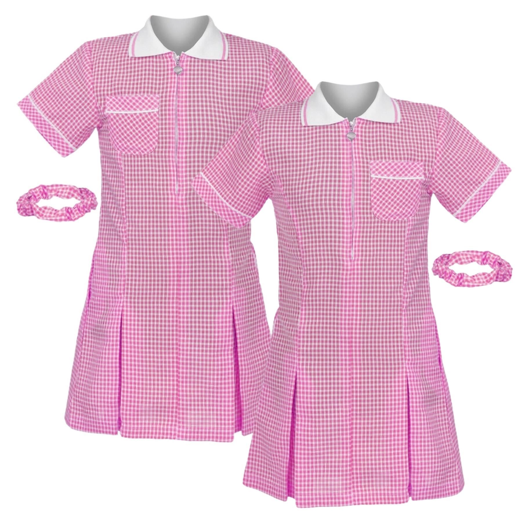 Mädchen Gingham Schule Kurzarm Plissee Kleid Schuluniform Sommer 2er Pack - Bild 16 von 49