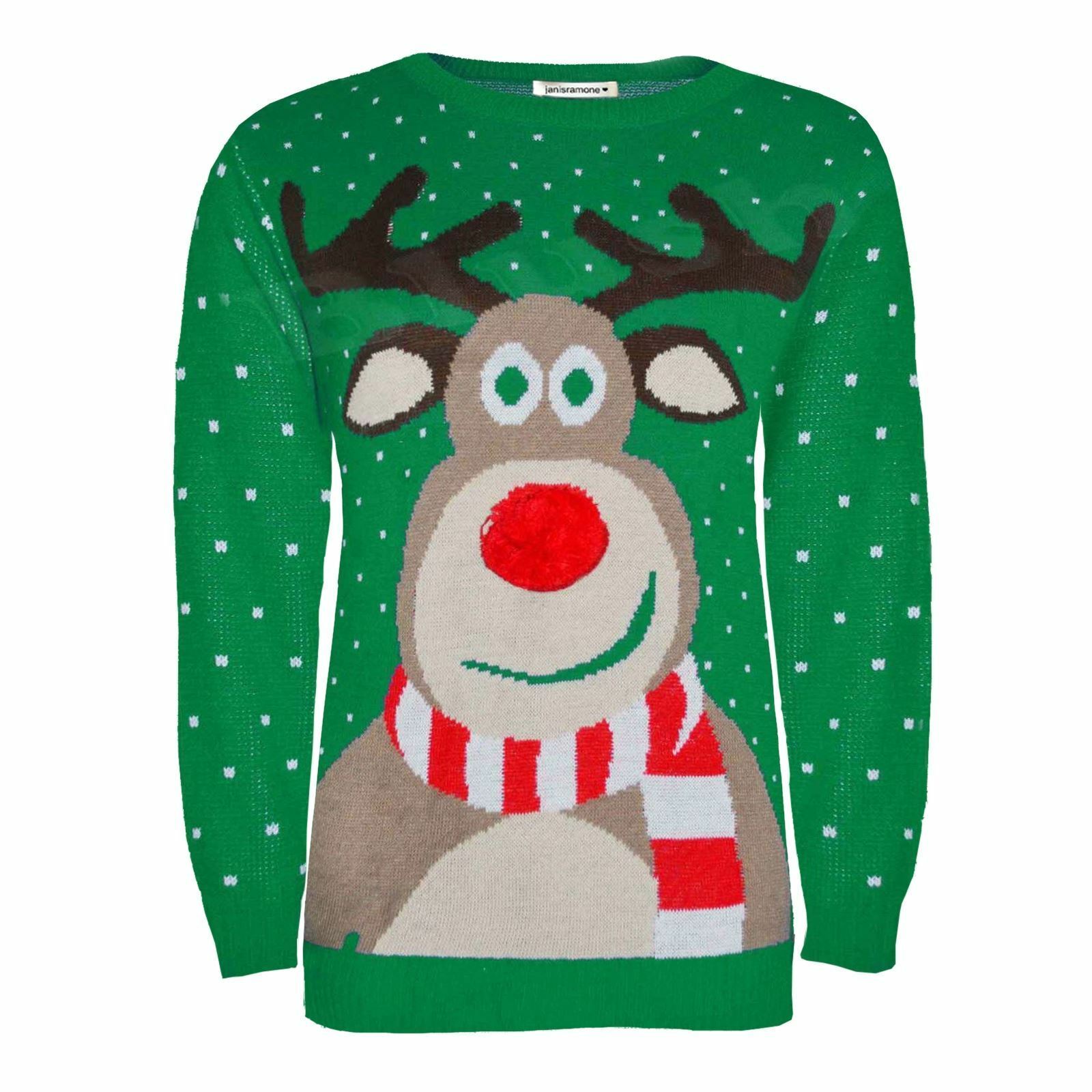 Christmas Reindeer Jumper Womens Knitted Funny Xmas Sweater Unisex Retro Jumpers - Picture 44 of 128