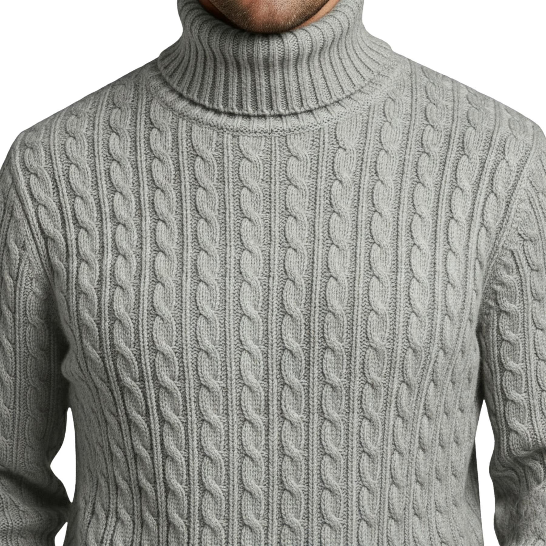 Herren Polo Rollkragen Langarm Pullover Zopfmuster Winterpullover Pulli - Bild 151 von 154