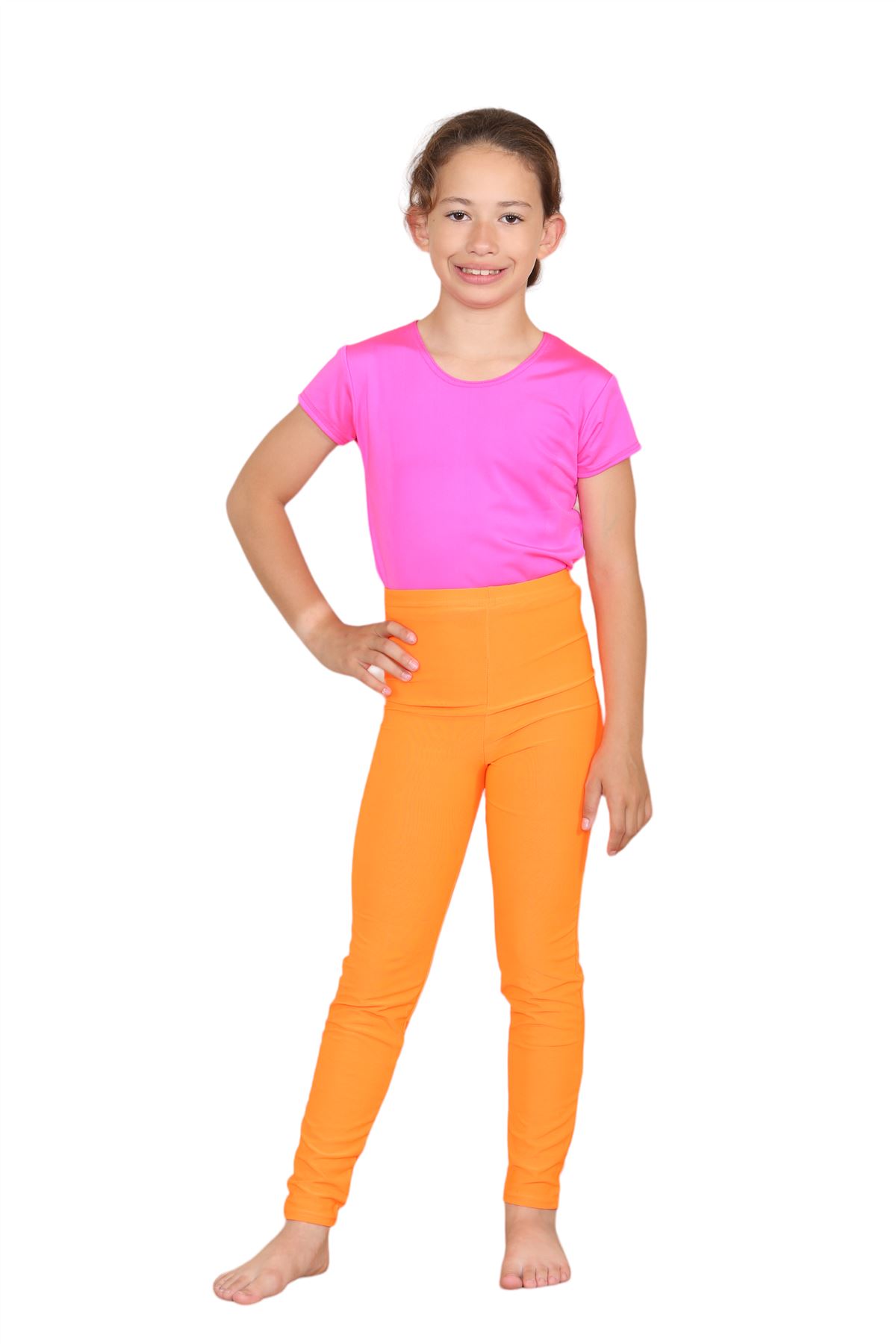 Girls Dance Leggings Gymnastics Microfibre Pants Kids Plain Full Length Trousers - Picture 32 of 85