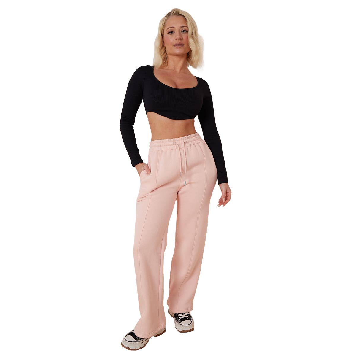 Ladies Fleece Lined Trousers Sweatpants Elastic Waist Wide Leg Loungewear Pants - Picture 4 of 43