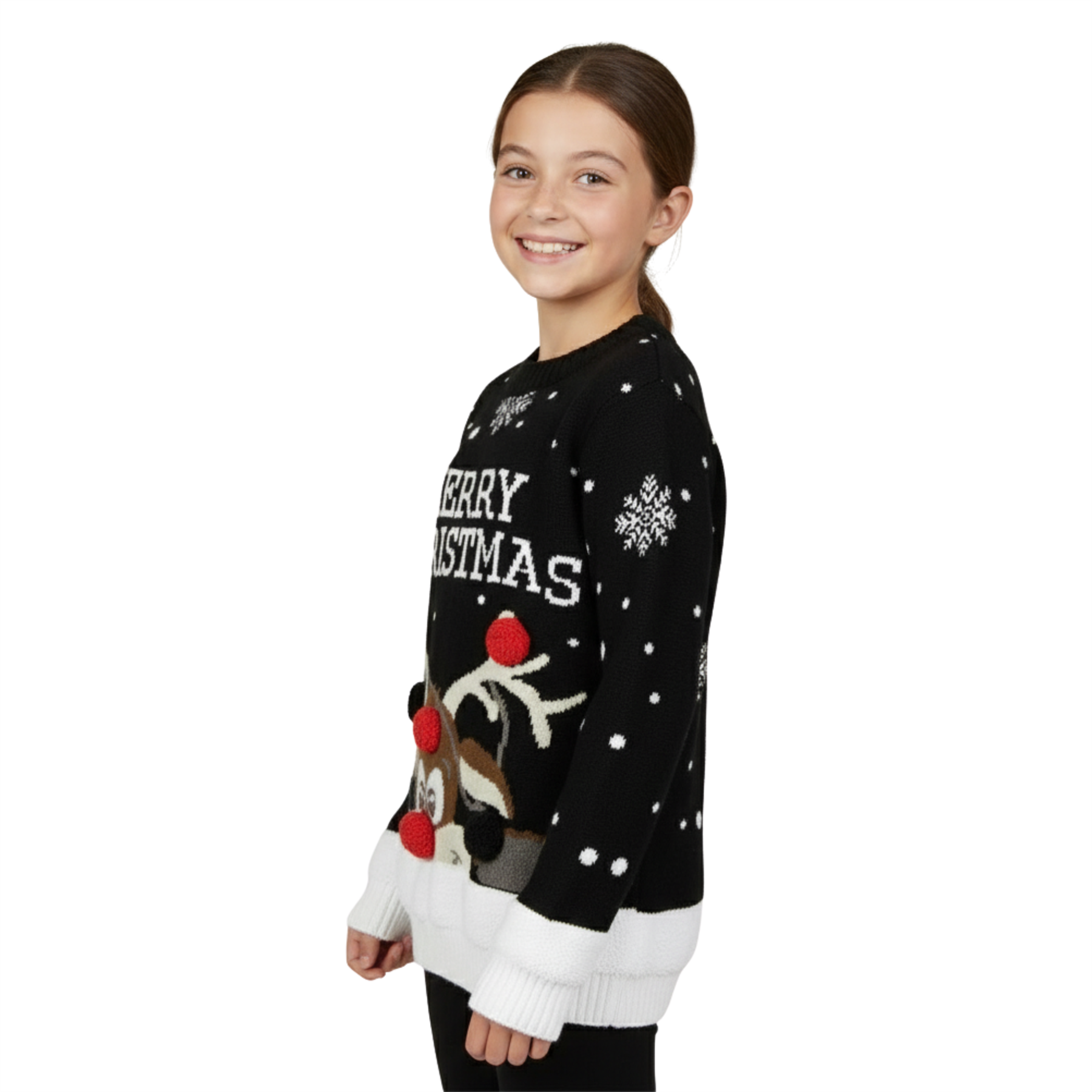Suéter Pullover Navidad Pom Pom Niños Tejido Rudolph Navidad Niños - Imagen 2 de 21