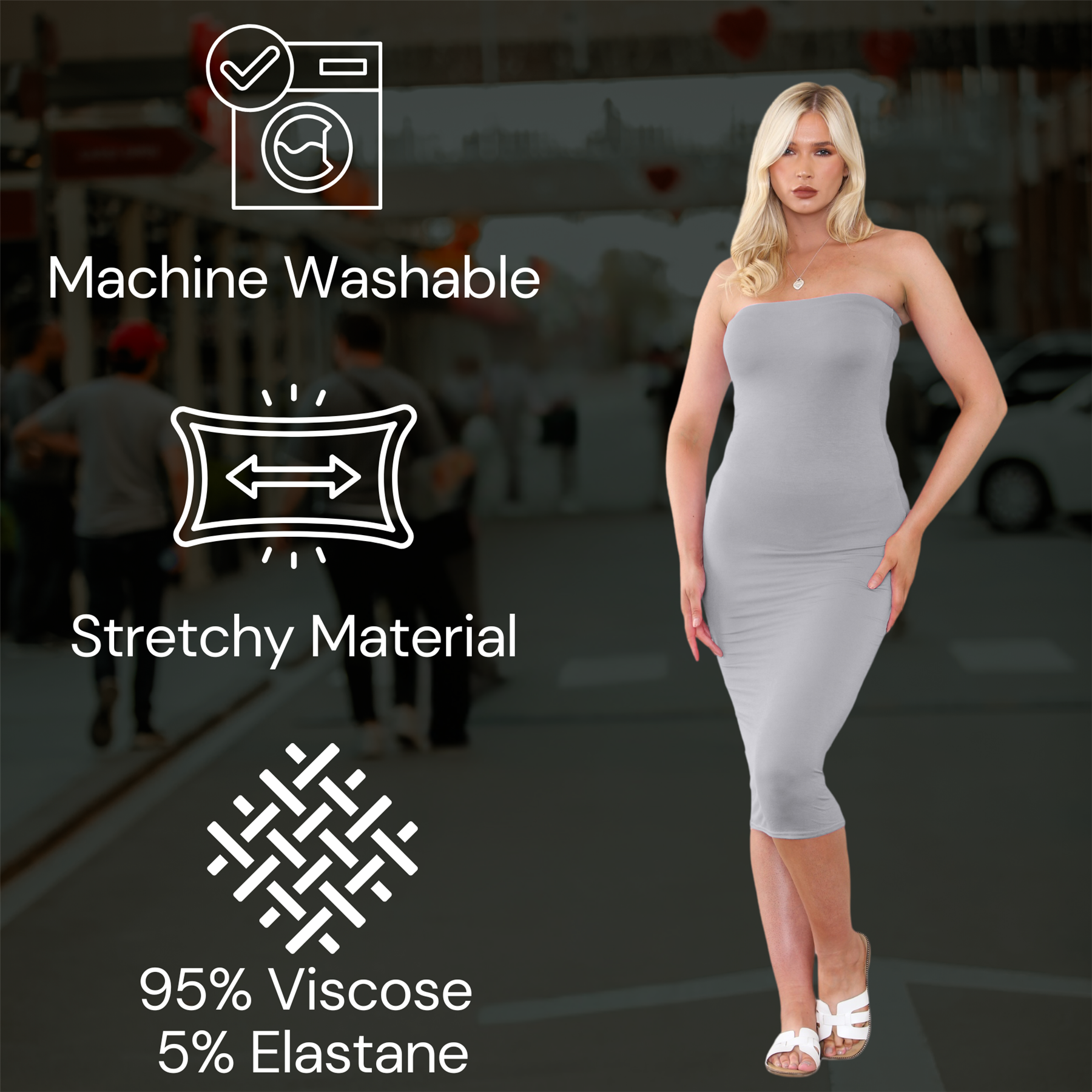 Damas Boobtube Midi Vestido Liso Elástico Sin tirantes Bandeau Verano Bodycon Vestido - Imagen 48 de 126