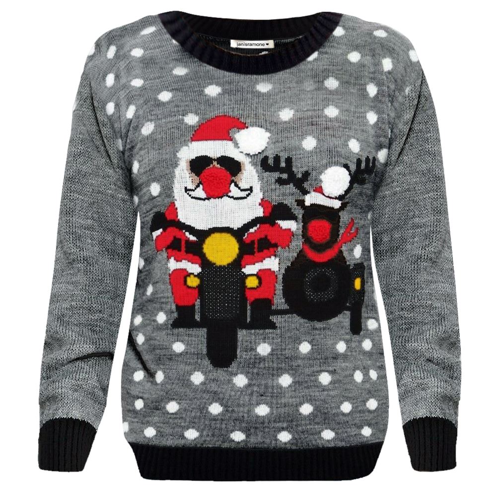 Christmas Reindeer Jumper Womens Knitted Funny Xmas Sweater Unisex Retro Jumpers - Picture 89 of 118