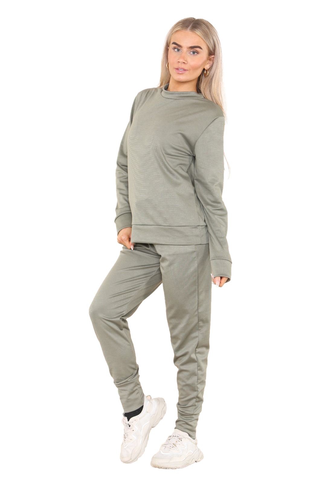 Chándal de manga larga para damas Pantalones de chándal 2 piezas Traje liso Ropa de salón - Imagen 15 de 45