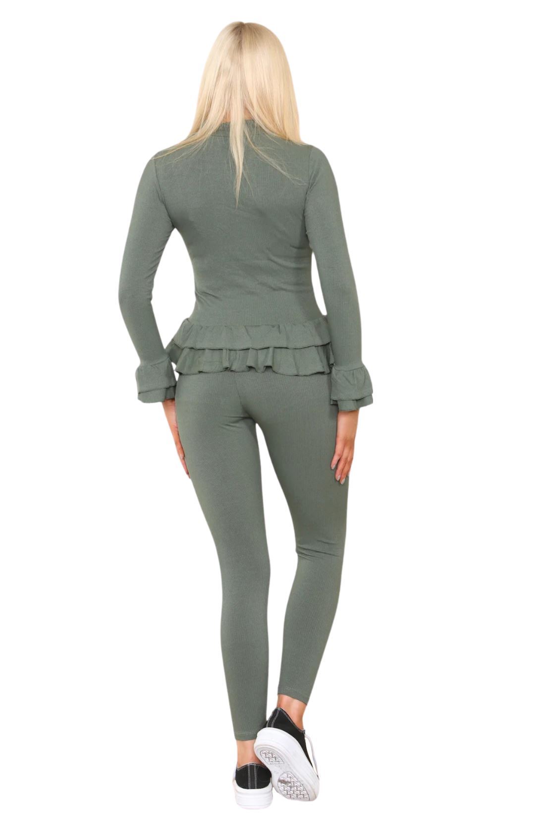 Damas Juego de 2 piezas de ropa de salón con botones peplum manga larga - Imagen 20 de 55