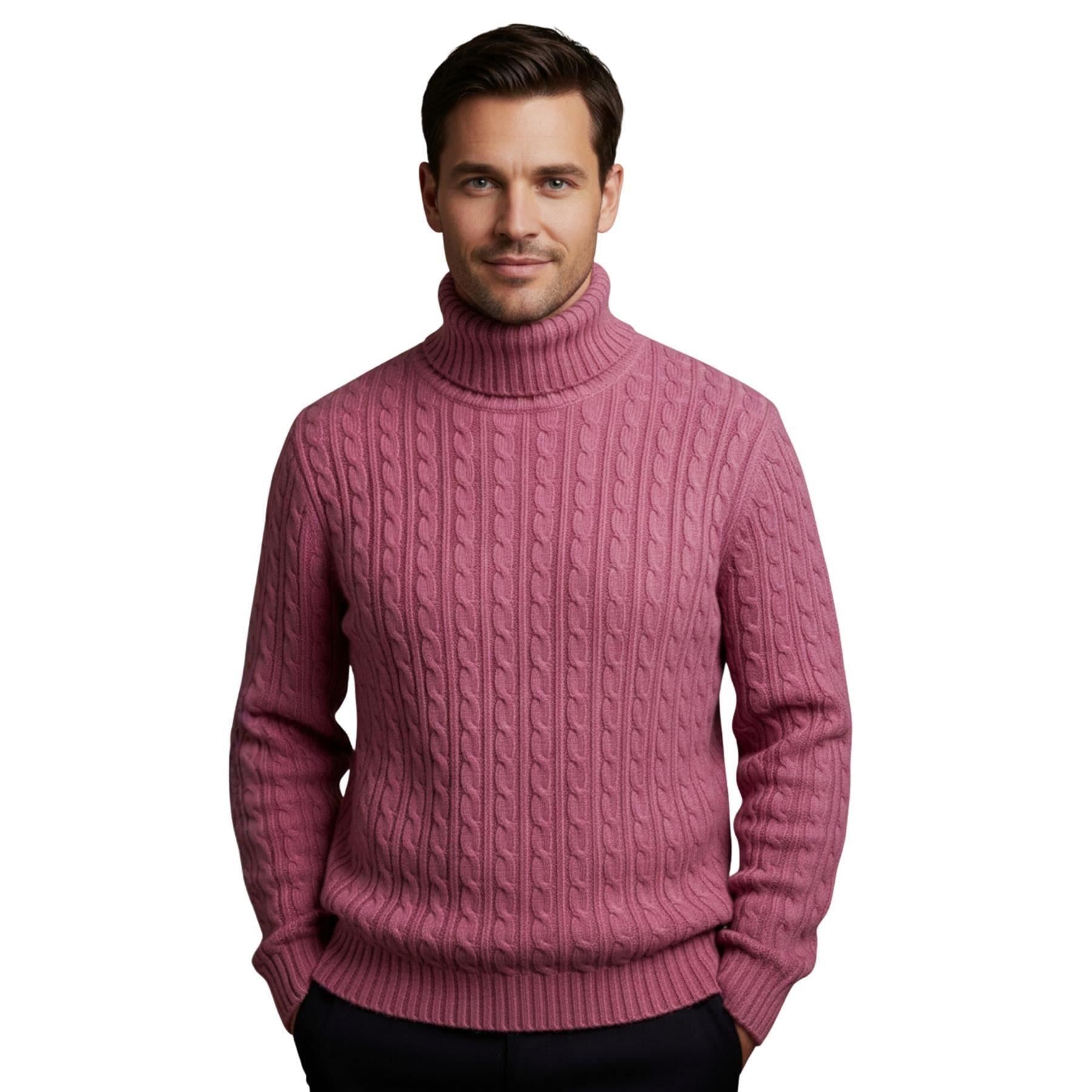 Herren Polo Rollkragen Langarm Pullover Zopfmuster Winterpullover Pulli - Bild 99 von 154