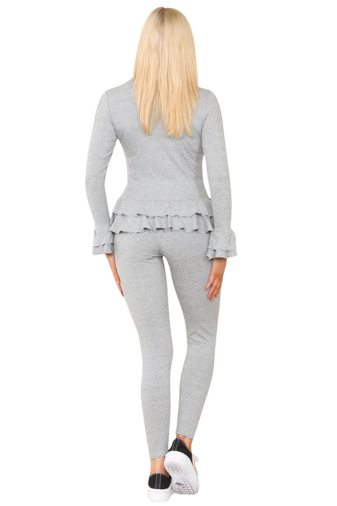 Damas Juego de 2 piezas de ropa de salón con botones peplum manga larga - Imagen 11 de 55