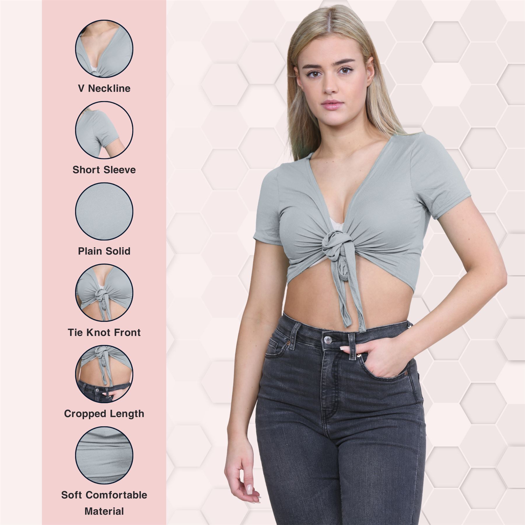 Damen-Cardigan Kurzarm vorne zum Binden einfach Bolero Achselzucken lässig bauchfrei Oberteil - Bild 59 von 133